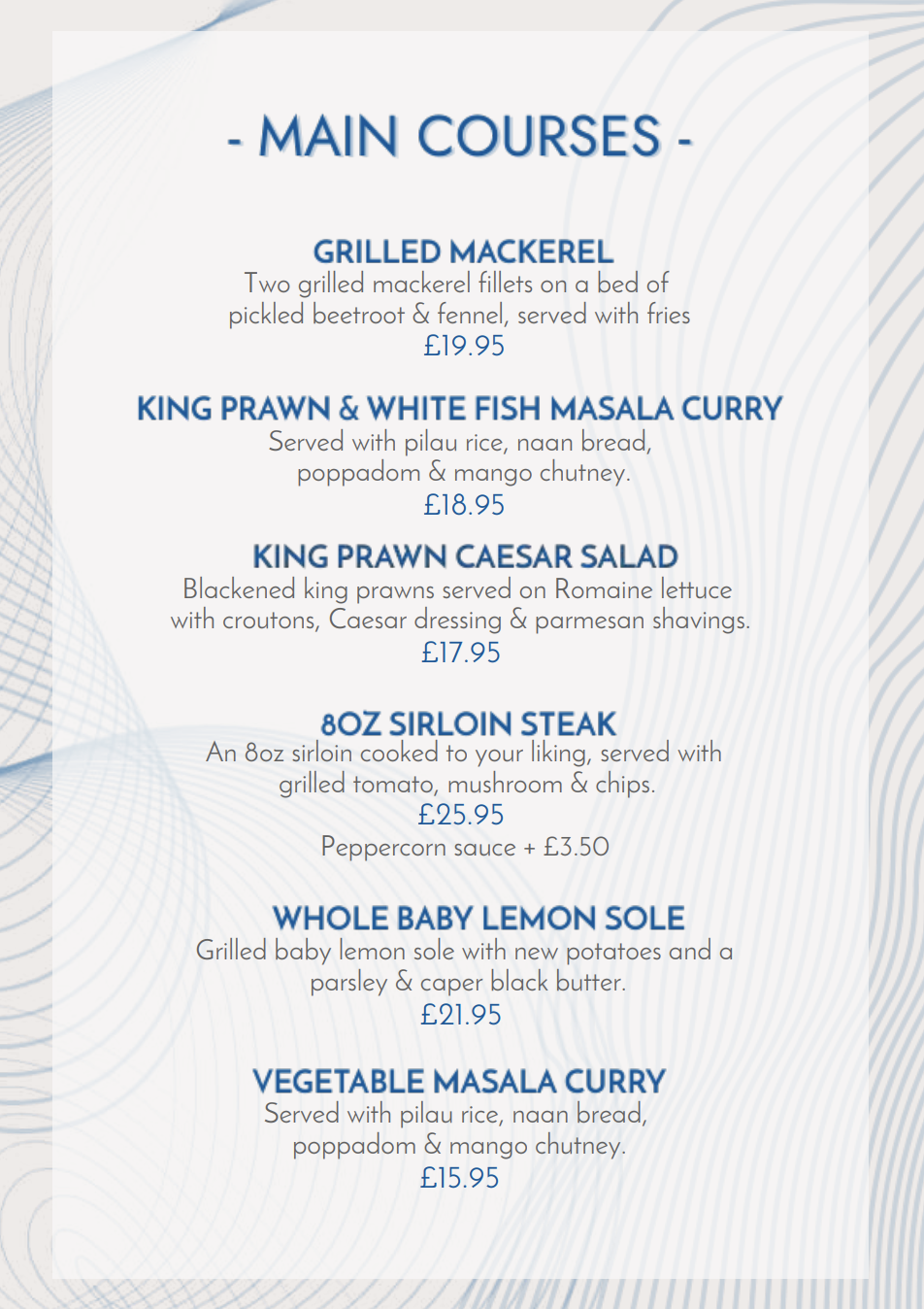 Salt Menus Harrison Leisure