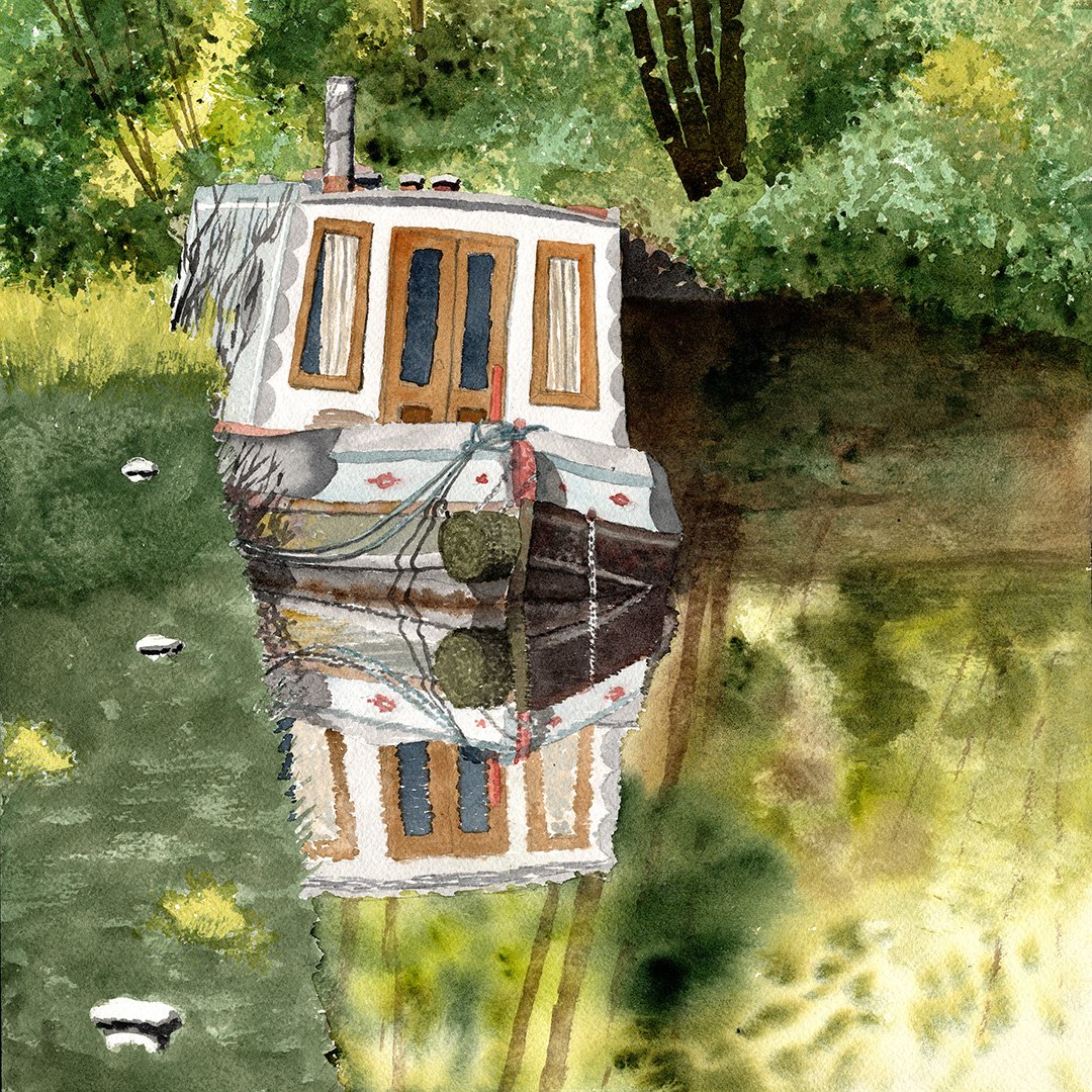 Narrowboat in the Morning Light