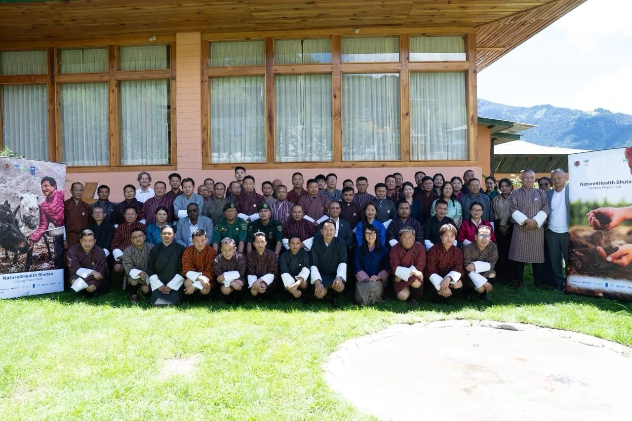 Group photograph of participants at N4H Regional Workshop 1 – Haa; Over 60 participants from 10+ agencies across 6 districts attended the workshop; N4H Secretariat as well as other convening partners joined virtually.