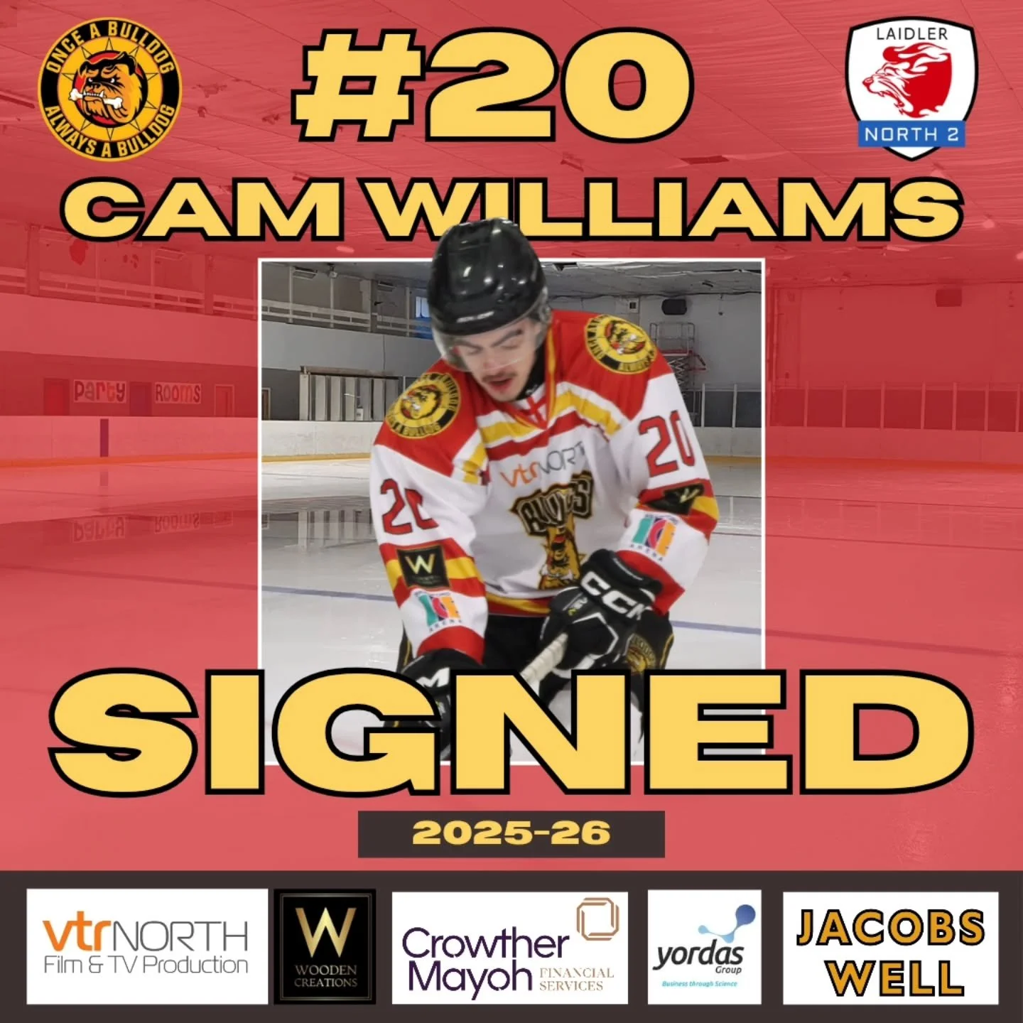 🚨 +++ SIGNING NEWS +++ SIGNING NEWS +++ SIGNING NEWS +++ 🚨 

THE Bulldogs are delighted to confirm the return for a third season at The Pound of up-and-coming defenceman, Cameron Williams!

Cam has shown great progression since first coming to West