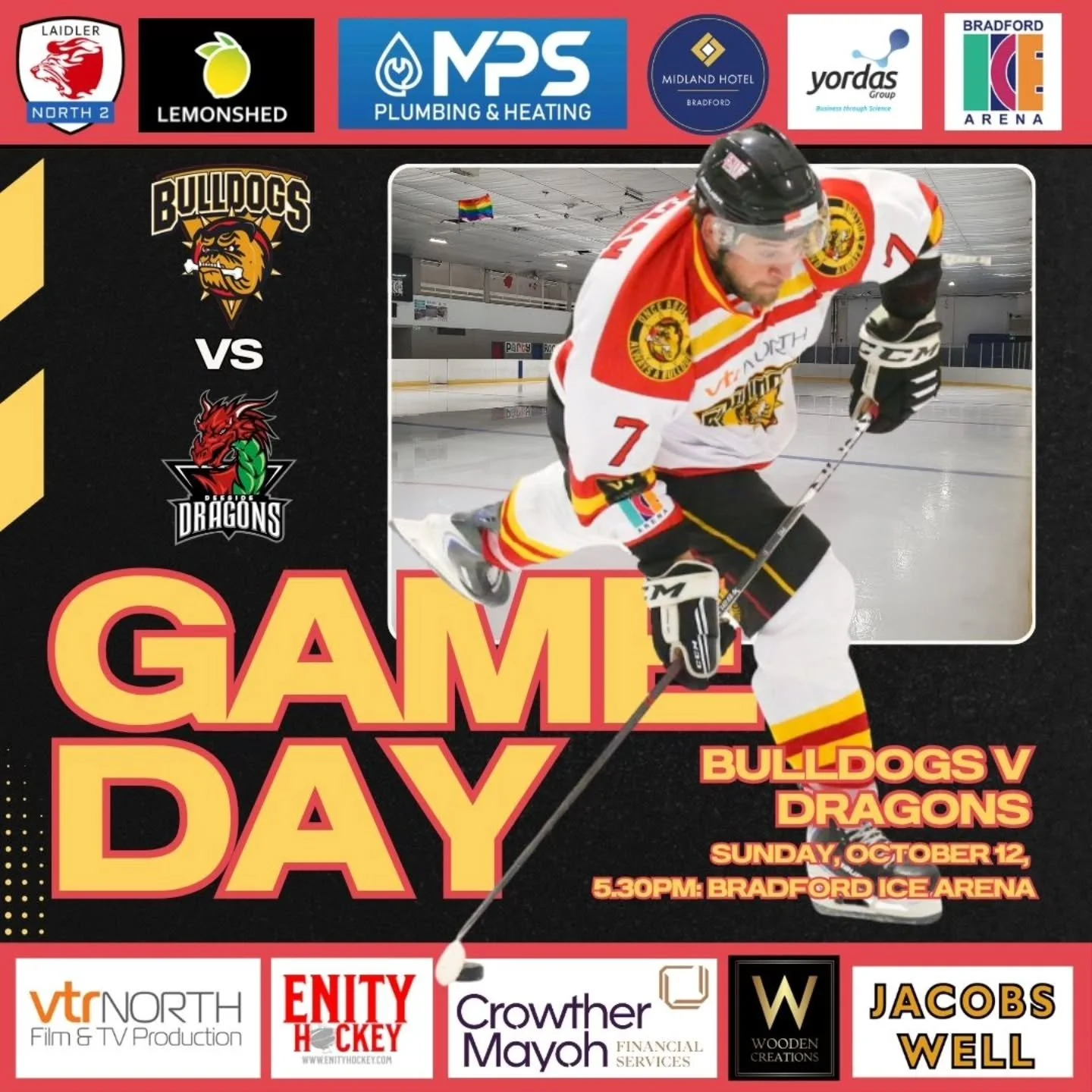 𝗚𝗔𝗠𝗘 𝗗𝗔𝗬 !!!! 

We are in action down at The Pound 𝗧𝗢𝗗𝗔𝗬 - taking on Deeside Dragons NIHL2 ! 

We're aiming to build on last week's first point of the season against Sutton by posting our first win of the 25-26 campaign and we need 𝗬𝗢𝗨