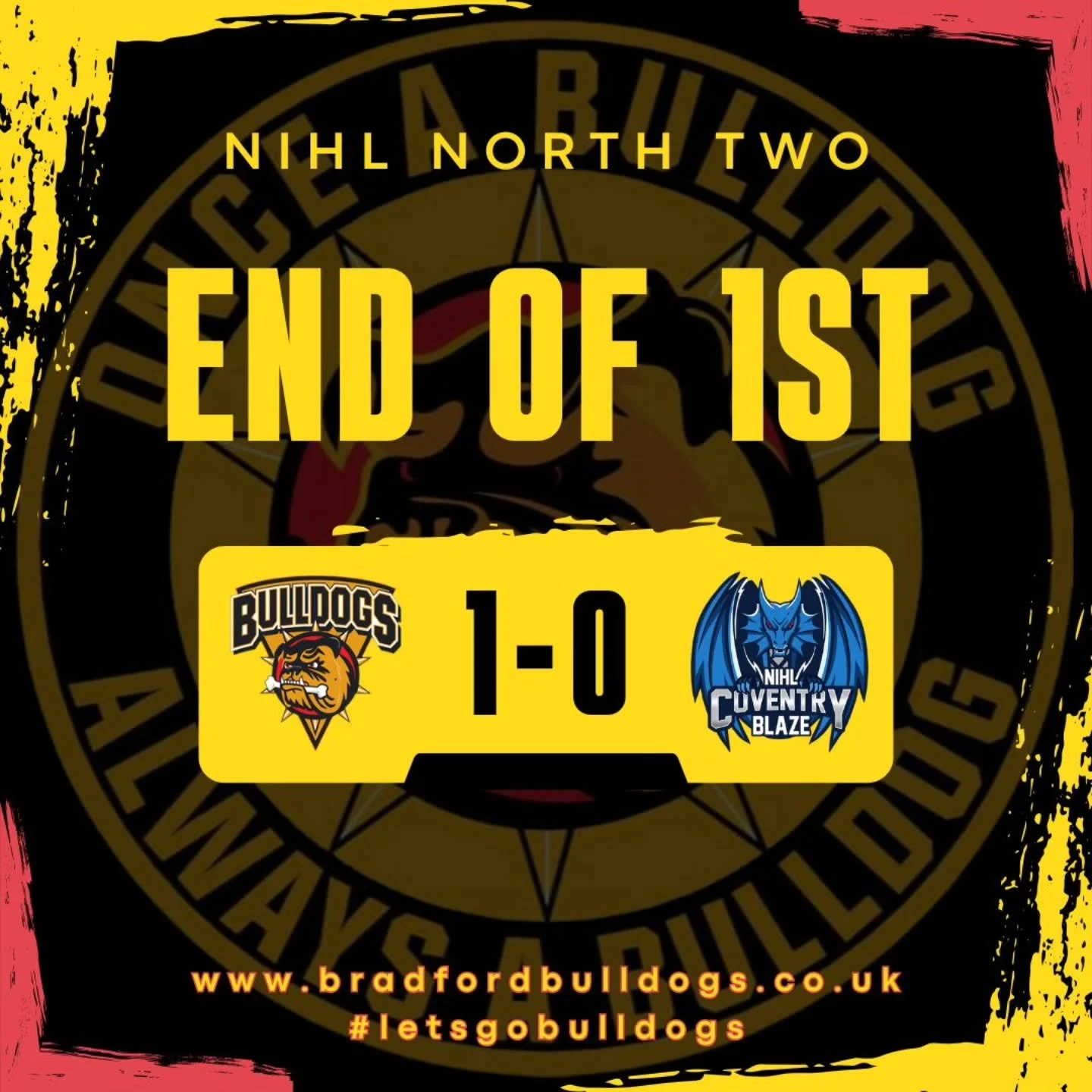So far, so good for the Bulldogs against Coventry NIHL Blaze - going into the first break 1-0 to the good thanks to a strike from Josh Stockton at 19.49! 

SoG - BRA: Lowndes (14), Mickevicius (2) 
COV: Maverick (6)

#letsgobulldogs🏒 
#onceabulldoga