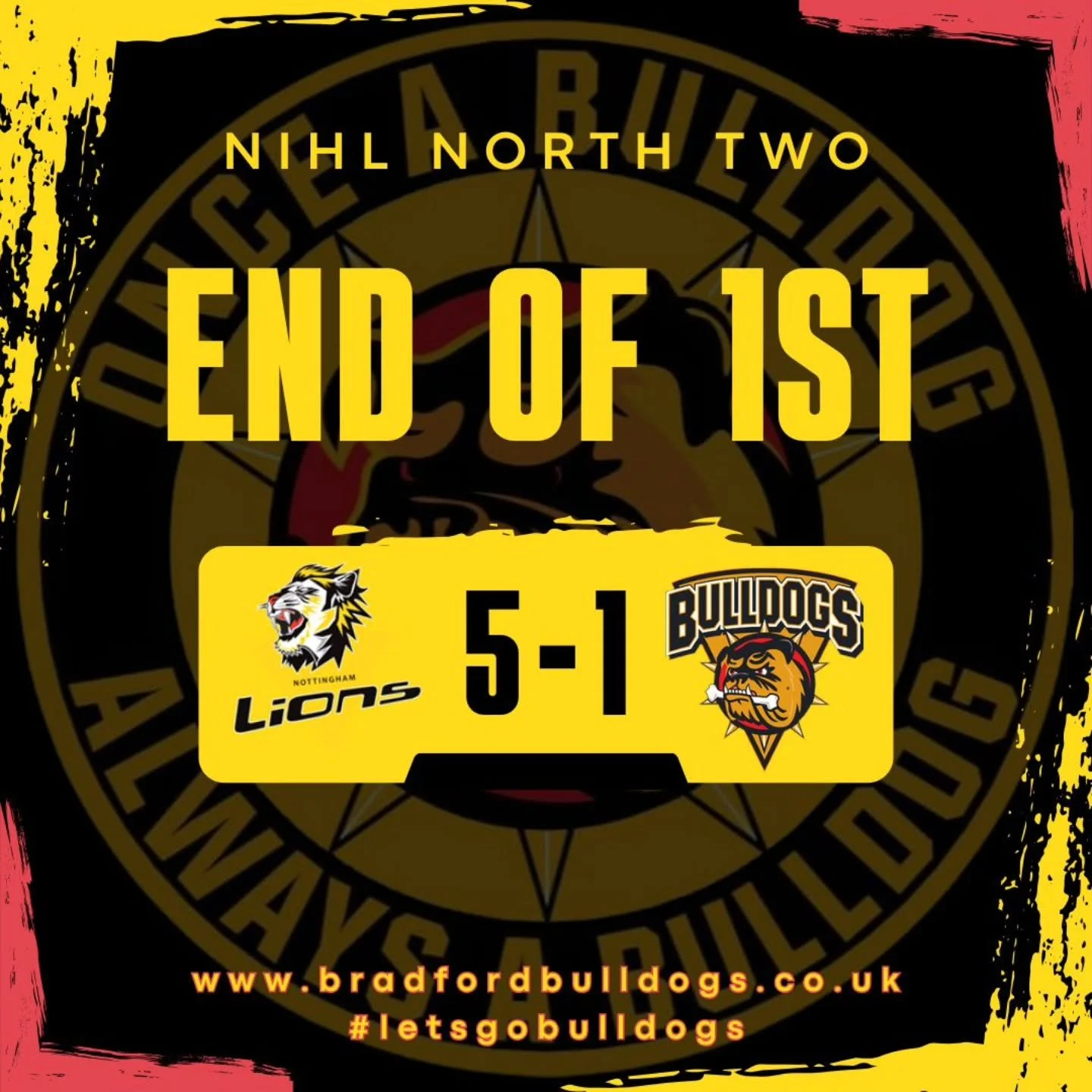 Tough first period down at the National Centre as our Bradford Bulldogs NIHL come in trailing @nottinghamlions 2 5-1 

All to do in the second! 

#letsgobulldogs 💪🏒 
#onceabulldogalwaysabulldog🐾🐾