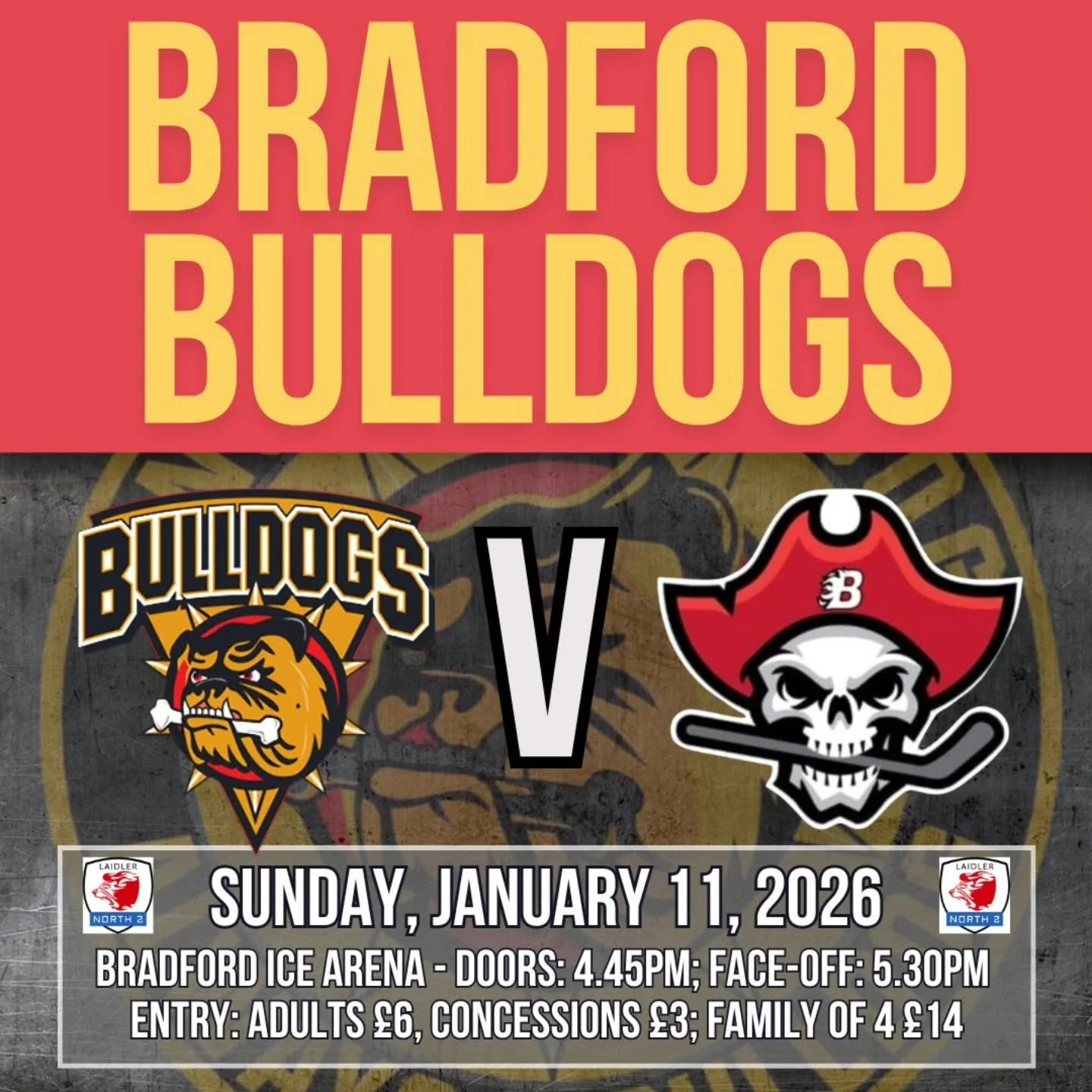 WE 
ARE 
BACK! 🏒🏒🏒

The moment you've all been waiting for since the clocks struck 🕛 back on January 1 - Bradford Bulldogs NIHL hockey is back at The Pound - THIS SUNDAY! 

WHO? Billingham Buccaneers 
WHEN? Sunday, January 11 (doors, 4.30pm, face
