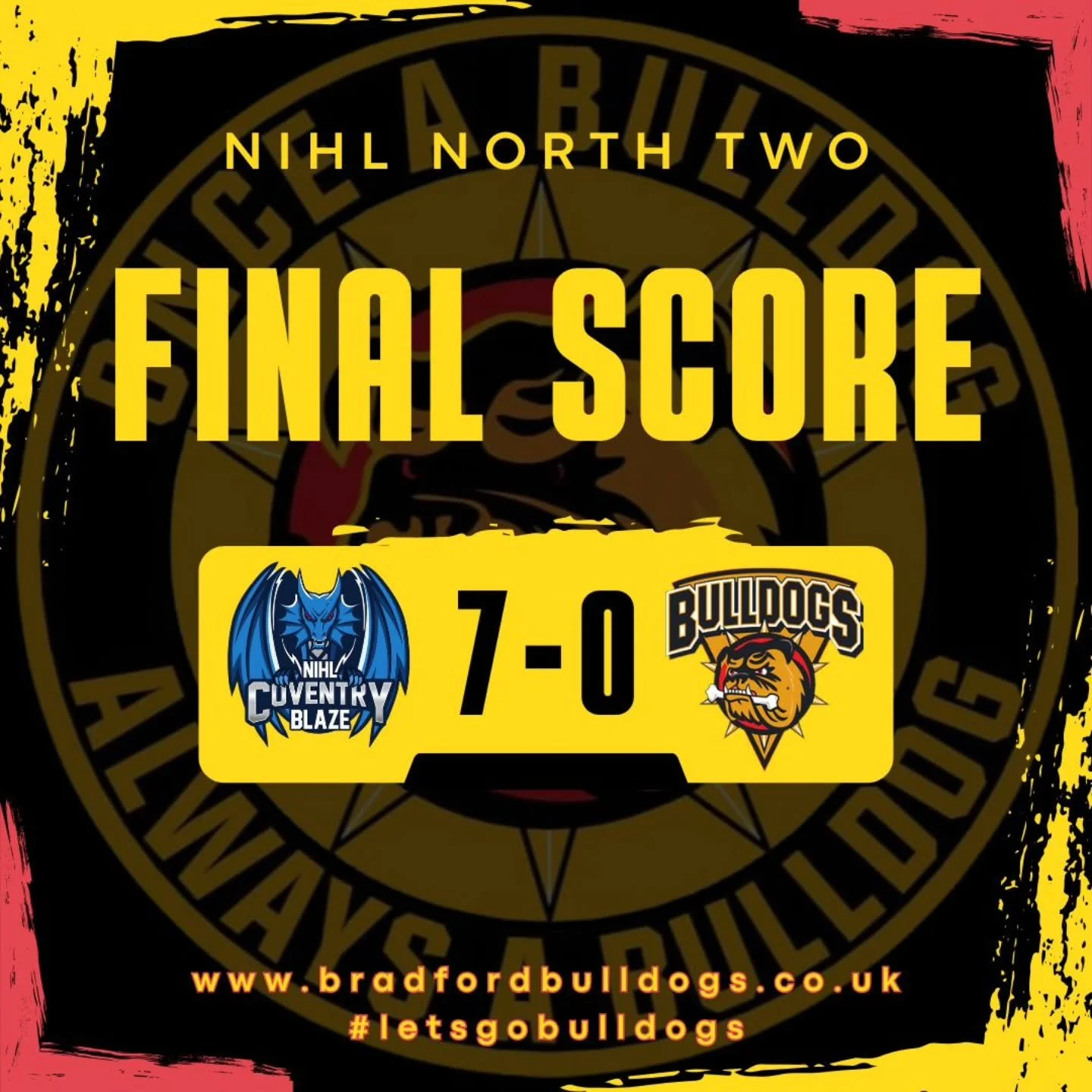 Not to be down at the SkyDome as the Bulldogs go down 7-0 at the hands of Coventry NIHL Blaze 😢

But we go again next Sunday at @alty_aces 💪 

#letsgobulldogs🏒 
#onceabulldogalwaysabulldog🐾🐾
#lovehockeylovethebulldogs 💛❤️🖤