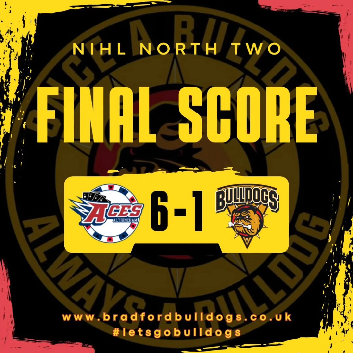 Due to an injury sustained by a Bulldogs' player, the game at @alty_aces has been abandoned in the 3rd period by the match officials and coaches - with the Aces being awarded the 6-1 win.

We hope to have an update for you as soon as possible.