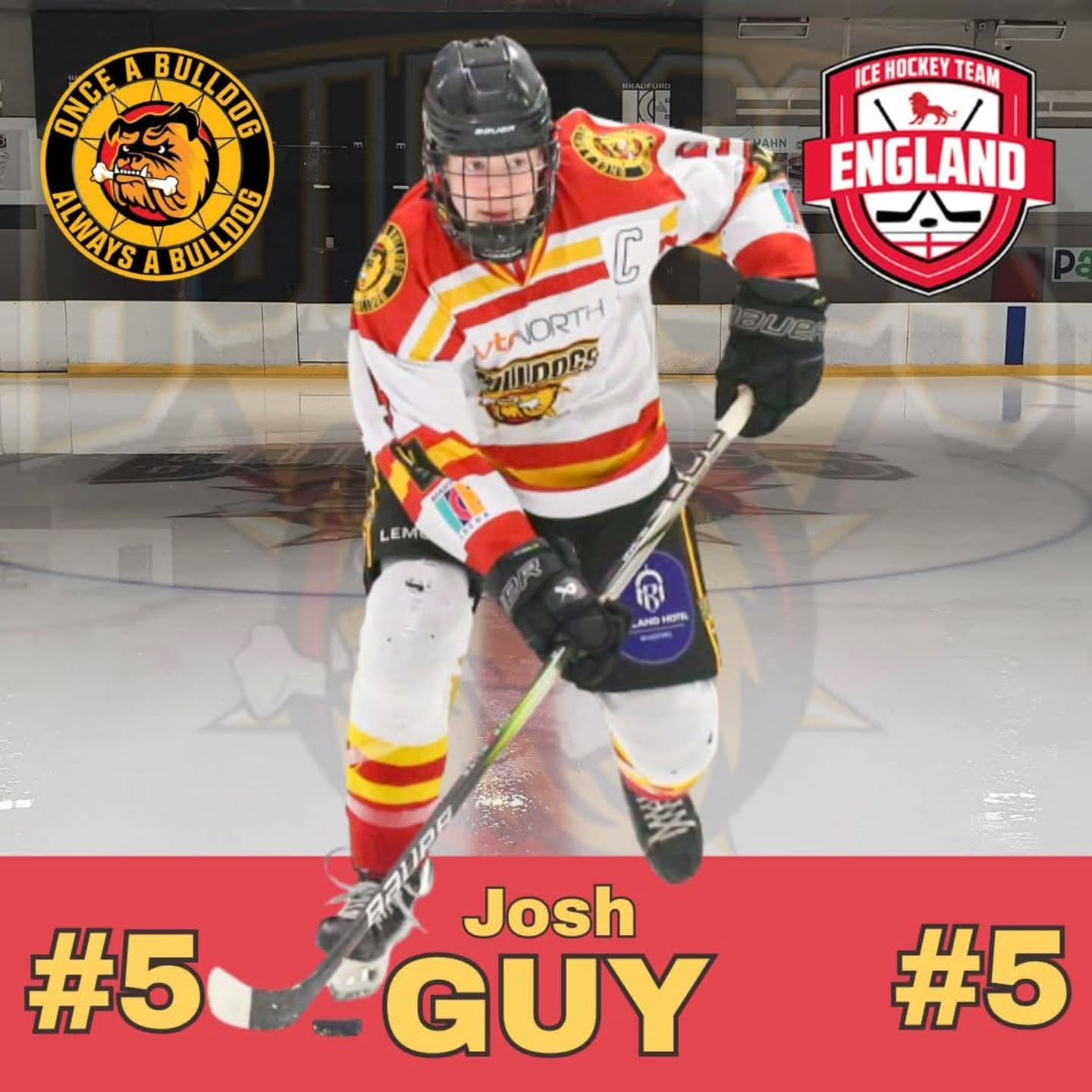 One of 𝗧𝗪𝗢 Bulldogs international shout outs this morning! 

First on our list is Bulldogs' Under-19 captain and defenceman 𝗝𝗼𝘀𝗵 𝗚𝘂𝘆 who today is heading out to Prague with @englandicehockey Under-17s at the Czech Lions Cup until April 12! 