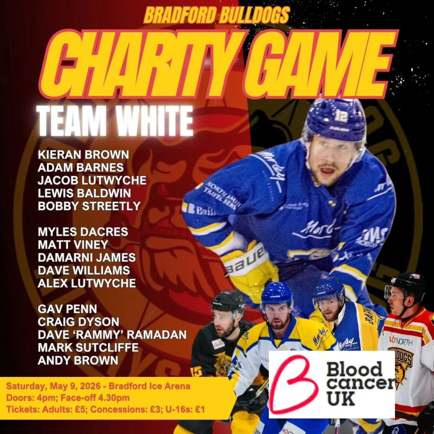 𝗧𝗘𝗔𝗠 𝗡𝗘𝗪𝗦!

We have ONE of our teams for the upcoming Bradford Bulldogs Charity Game in aid of Blood Cancer UK on Saturday May 9 𝗖𝗢𝗡𝗙𝗜𝗥𝗠𝗘𝗗! 

The game is also part of the fantastic celebrations and list of events taking place through