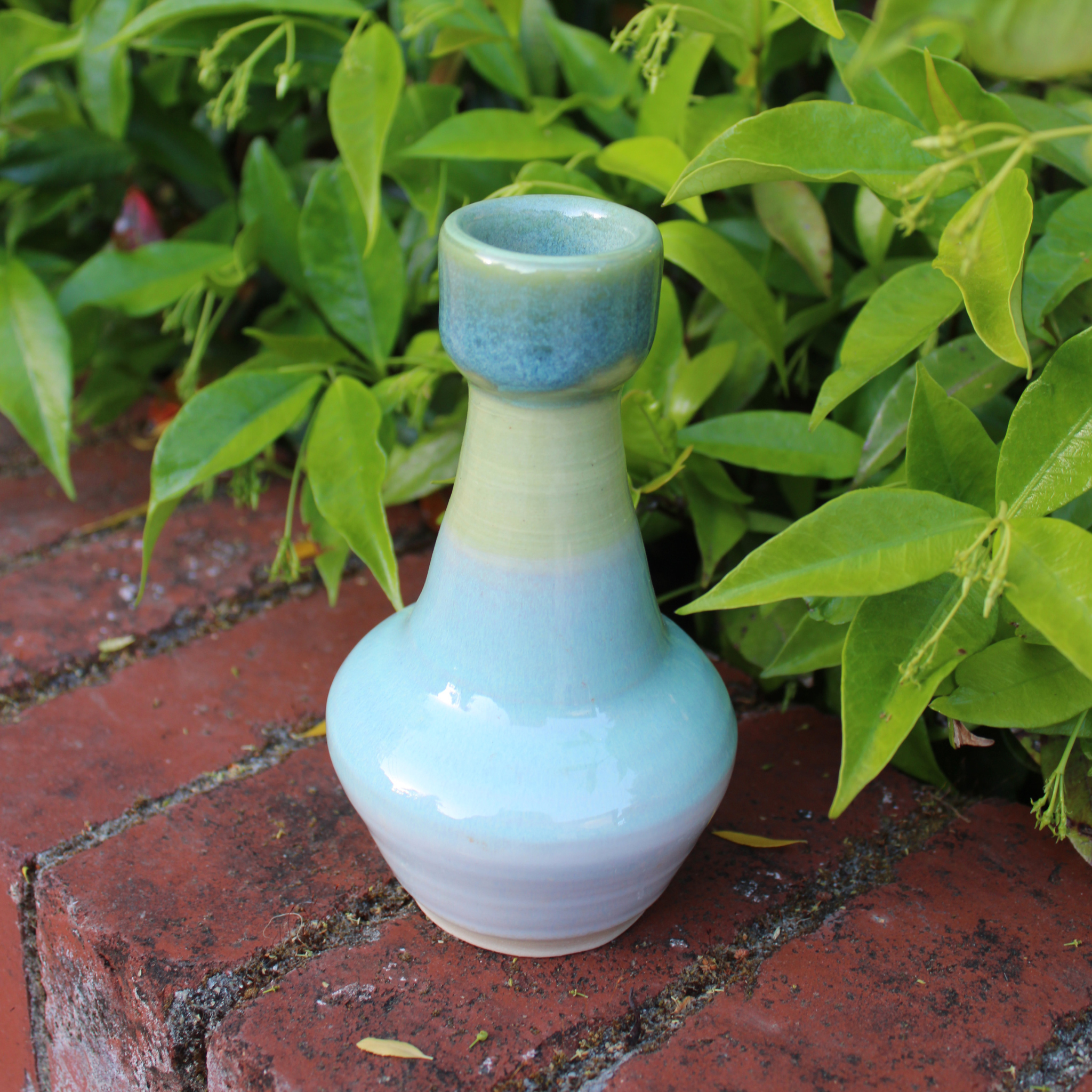Celadon over Nebula Blue Vase