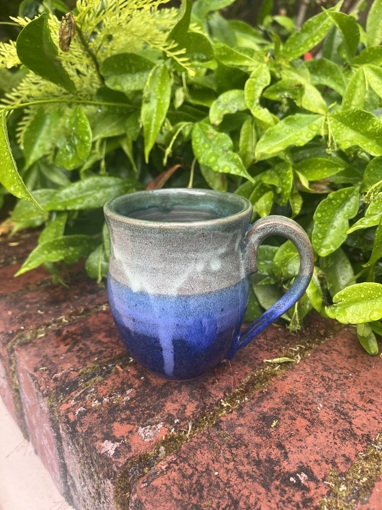 Frogskin and White over Midnight Blue Mug