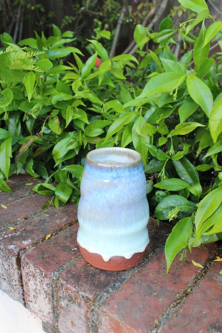 Nebula Blue on Red Clay Bubble Vase