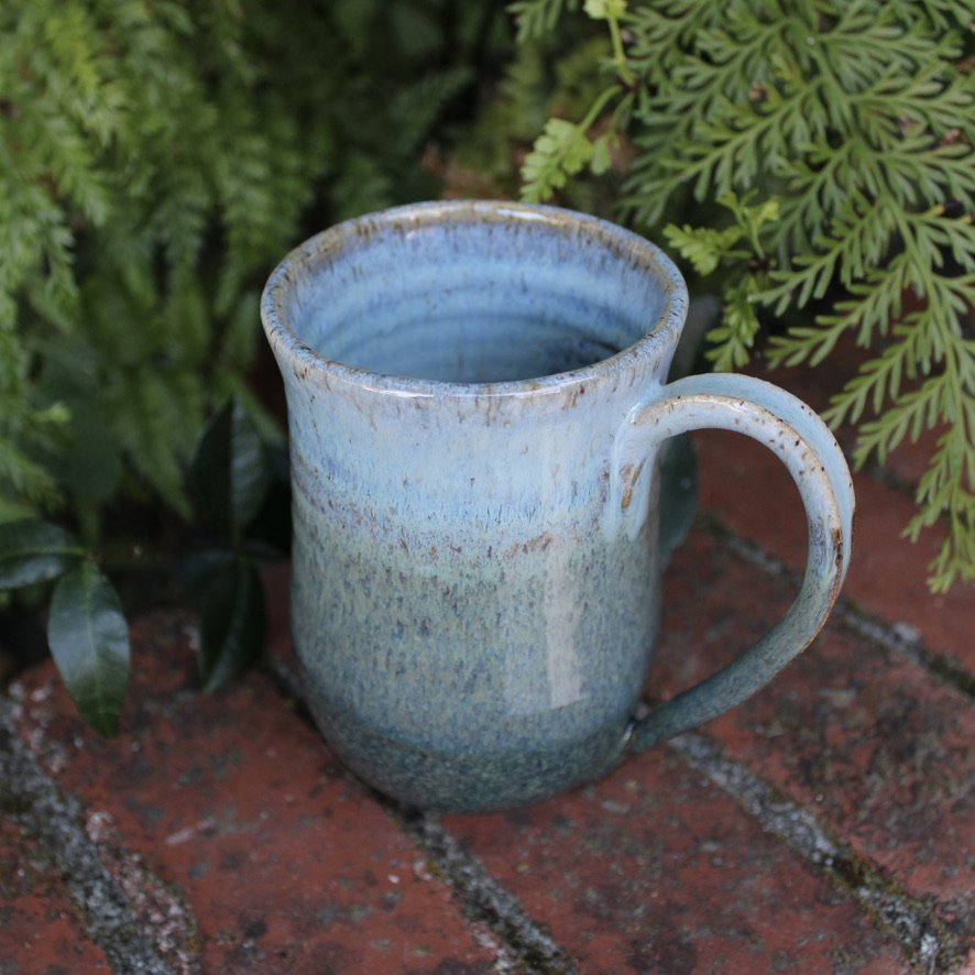 Angel Eyes Blue over Frog Skin Green Mug