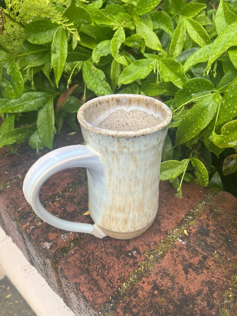 Caramel Steam over Speckled Buff Clay Mug