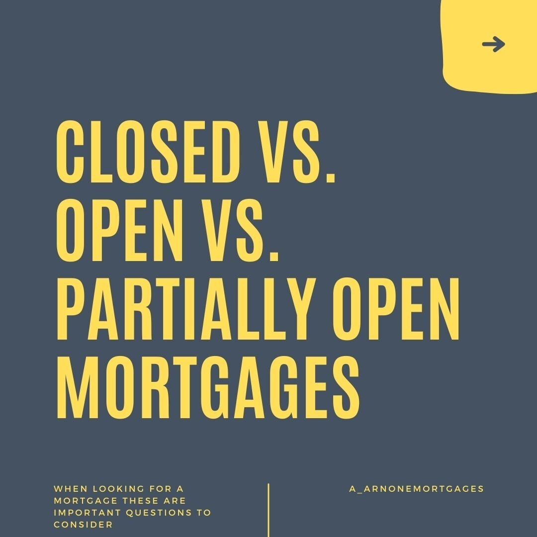 #mortgagemonday This week we are focusing on Closed vs. Open vs. Partially Open. This refers to the borrower's ability to pay off the mortgage in full, with or without penalty. A fully open mortgage has no penalty, a partially open mortgage has some 