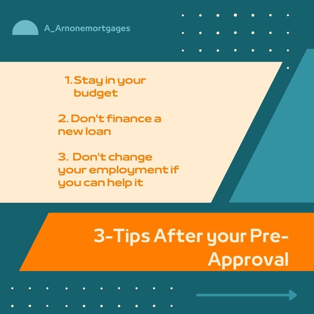 #mortgagemonday This week we are focusing on what to do after you have been pre-approved for a specific amount. 1. Stay within your budget when looking for a new home. This is crucial to making sure your mortgage funds.

2. Don't finance a new loan, 