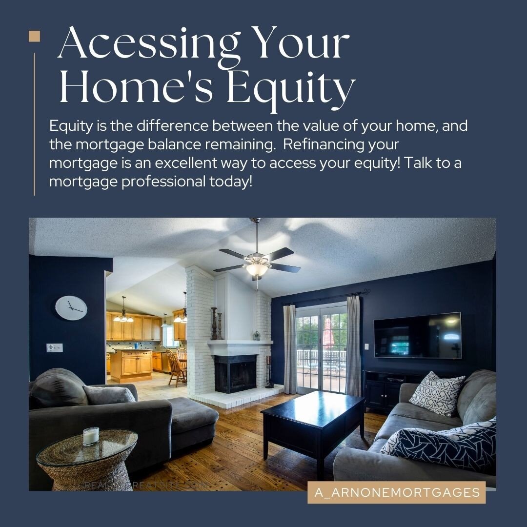 For this week's #mortgagemonday we are focusing on Equity. The equity in your home is the difference between the value of your home, and the mortgage amount remaining. Refinancing your mortgage can be an excellent way of accessing your equity and tur
