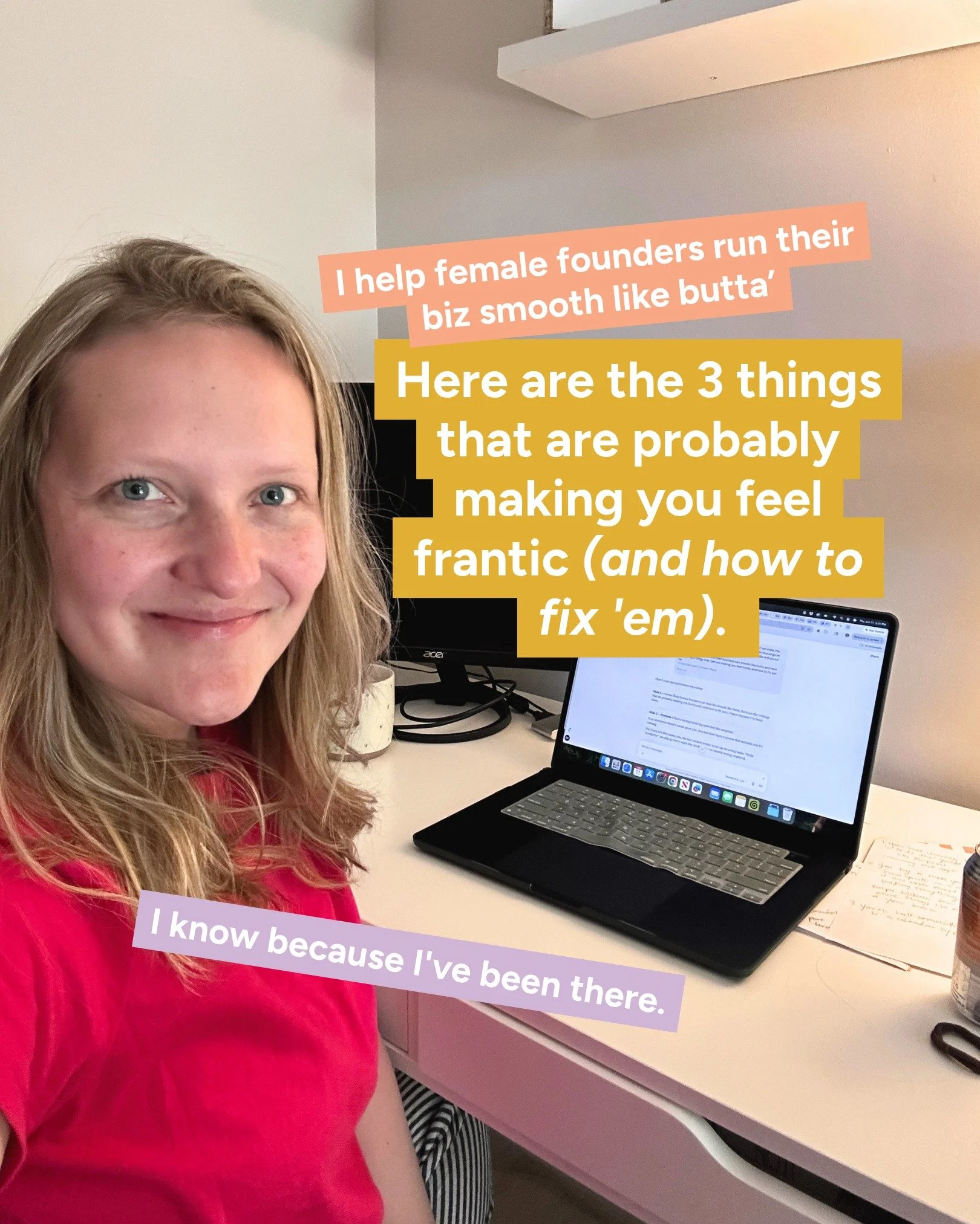 Just do me a favor and write down the things you gotta do, alright!? You'll feel better. I promise.

Some of my favorite work I get to do is when I can walk alongside a female founder closely enough to see a system that could use some tweaking and th