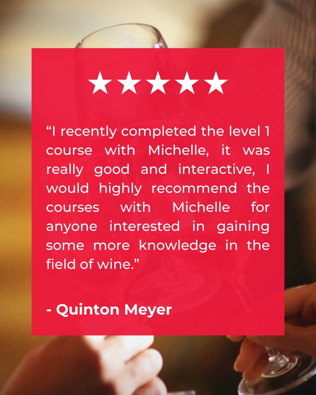 Our students value the interactive learning and clear guidance they receive in every WSET course.
From structured tastings to exam preparation, we make wine education approachable and rewarding.
Join our next WSET course and experience it for yours