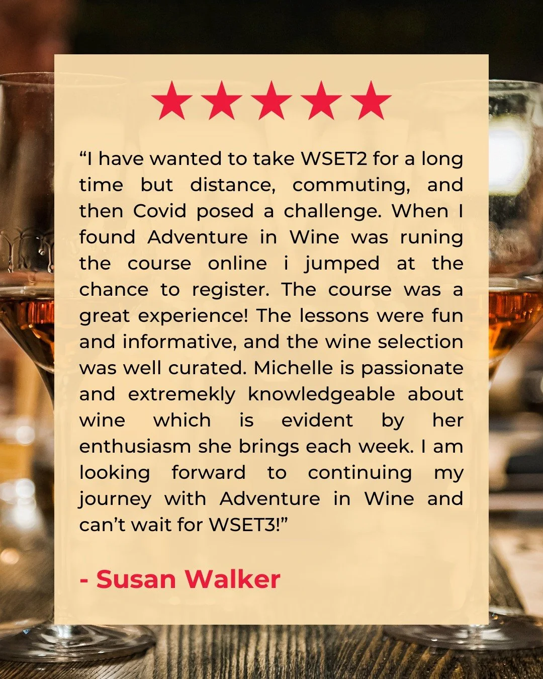 Finding the right course can be challenging, but Susan&rsquo;s story shows how rewarding it can be.

Learning online with Adventure in Wine gave her the flexibility she needed without losing the personal touch of live instruction.

#winetasting
#wine