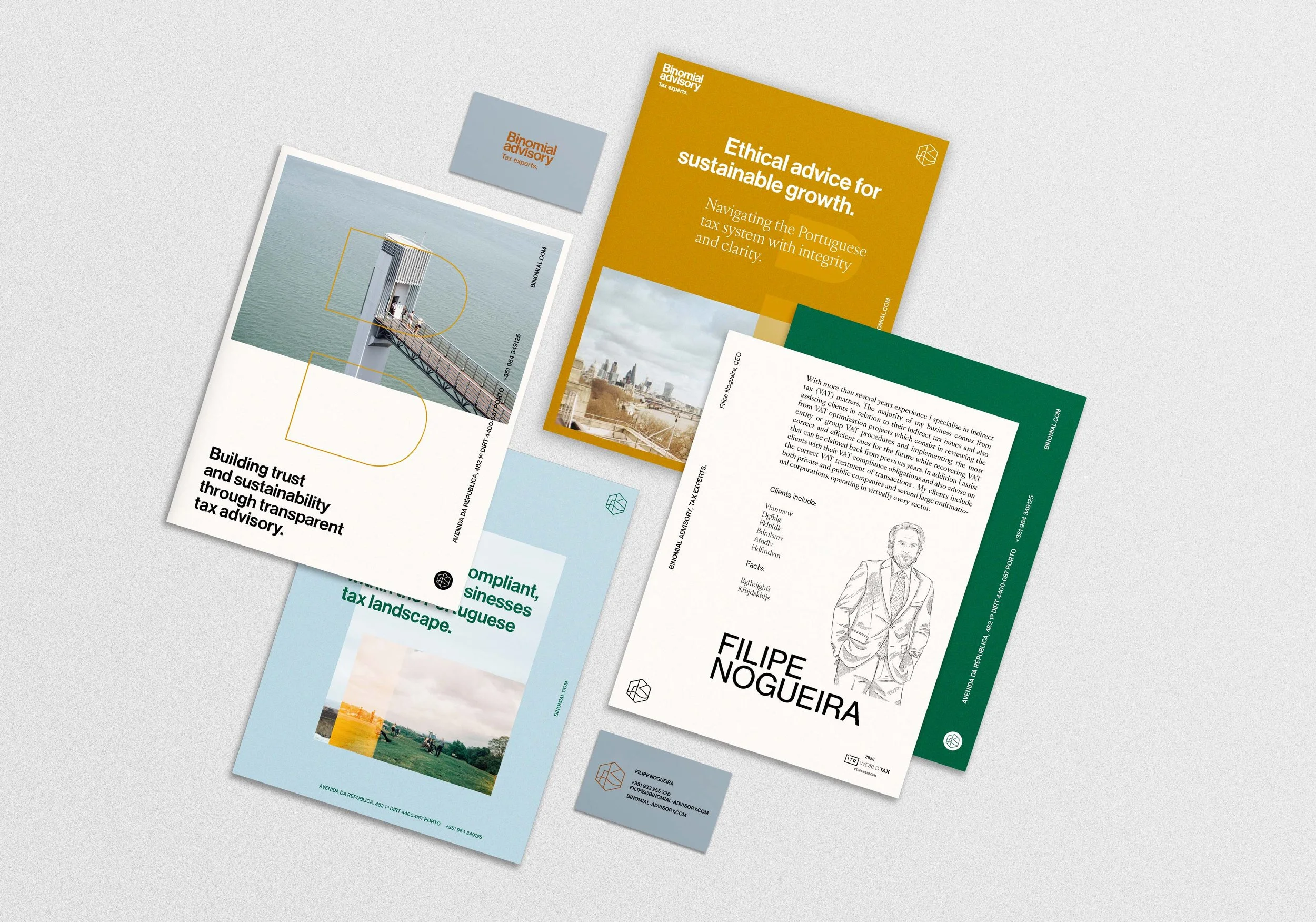 Binomial Advisory: how we designed the visual identity and helped the founder create a brand and position his practice.