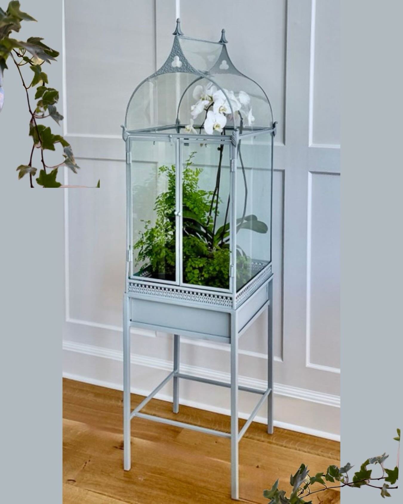 A new arrival 🌱 Delicately curved glass and a peaked roof give this terrarium graceful lines. The perfect way to bring the garden indoors while we wait for the season to turn. 🌿
DM for details.

.
.
.
.
.
.
.
.
.
.
.
.

#annparkecollection #gardenr