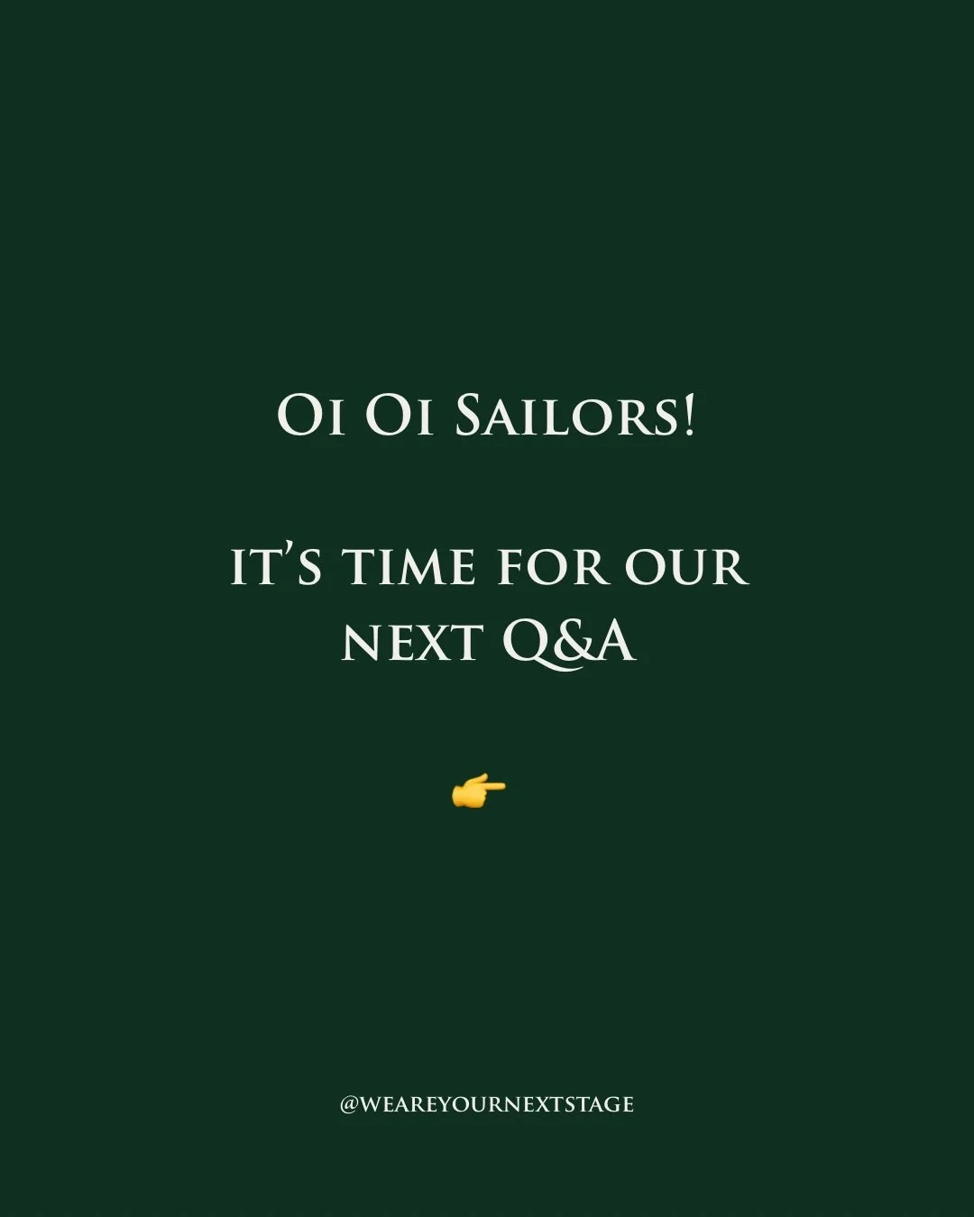 Oi oi sailors 🚢 

Our next Q&amp;A is this Saturday and we want your questions NOW!! This time @dan_charles_clift is coming live to you from a cruise&hellip; so what better topic to answer questions on than cruise contracts!

Contracts, auditions, w