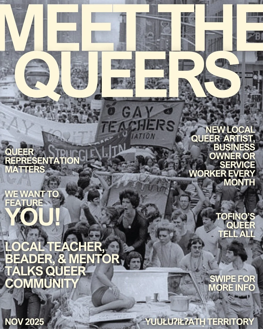 Meet the Queers November Issue 🗞️

Meet Jayda; local teacher, Queer Youth Connections program co-ordinator, and M&eacute;tis beader. Rooted in community, she takes pride in inspiring local youth to follow their dreams, or as she puts it, &ldquo;do w