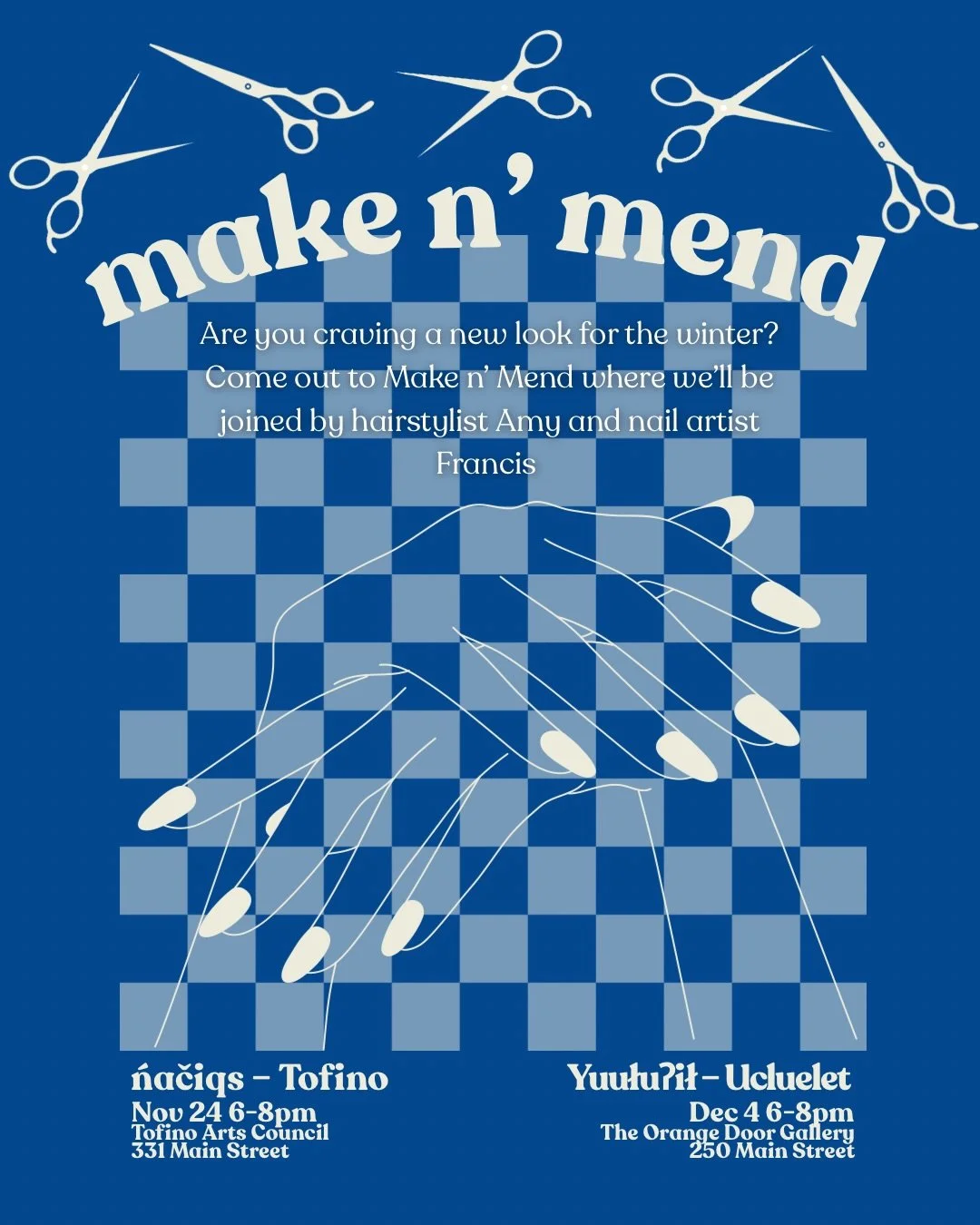 *THIS IS A CLOSED EVENT*

Wahoo! Make n Mend Ukee this Thursday! Join us for our LAST make n&rsquo; mend of 2025 to spruce up in time for the holidays!🪮💅

Local hairstylist Amy will show you all the DIY hairstyling tips for mullets, shags, and bang