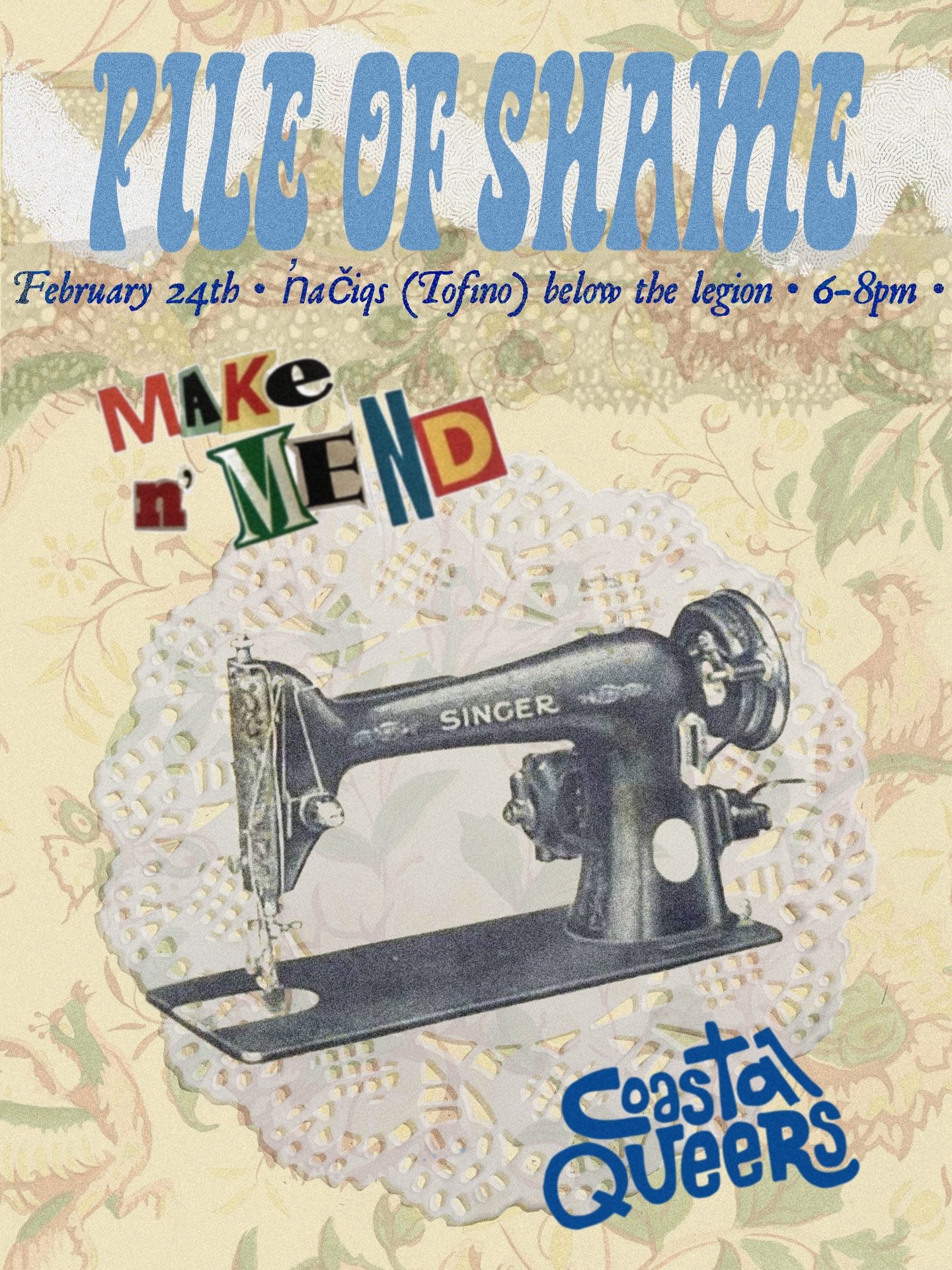 Feeling heavy this winter? Carrying around shame?

Join us for an evening of lightening the load, both at our pile of tasks, and our unwanted shame and perfectionism. 

Bring something to fix, mend, alter! Check out more details in this post of what 