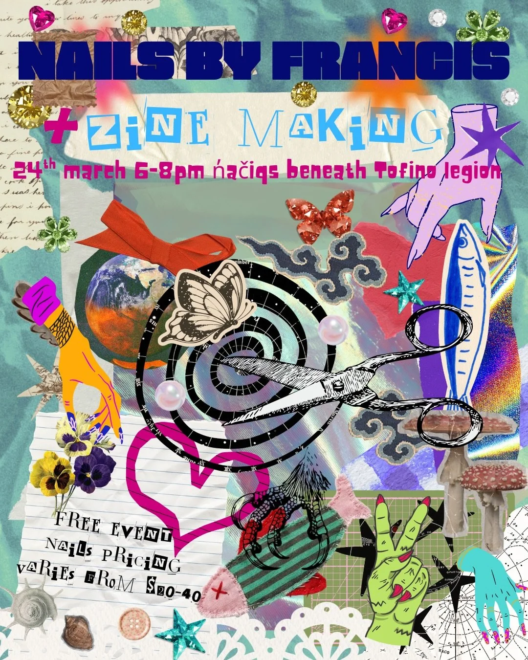 Let&rsquo;s get crafty and polished at this month&rsquo;s Tofino Make n Mend! ✂️💅🏻

Join us on March 24th for a zine making workshop AND get your nails painted by our very own Francis! 

Zine materials will be provided however you are more than wel