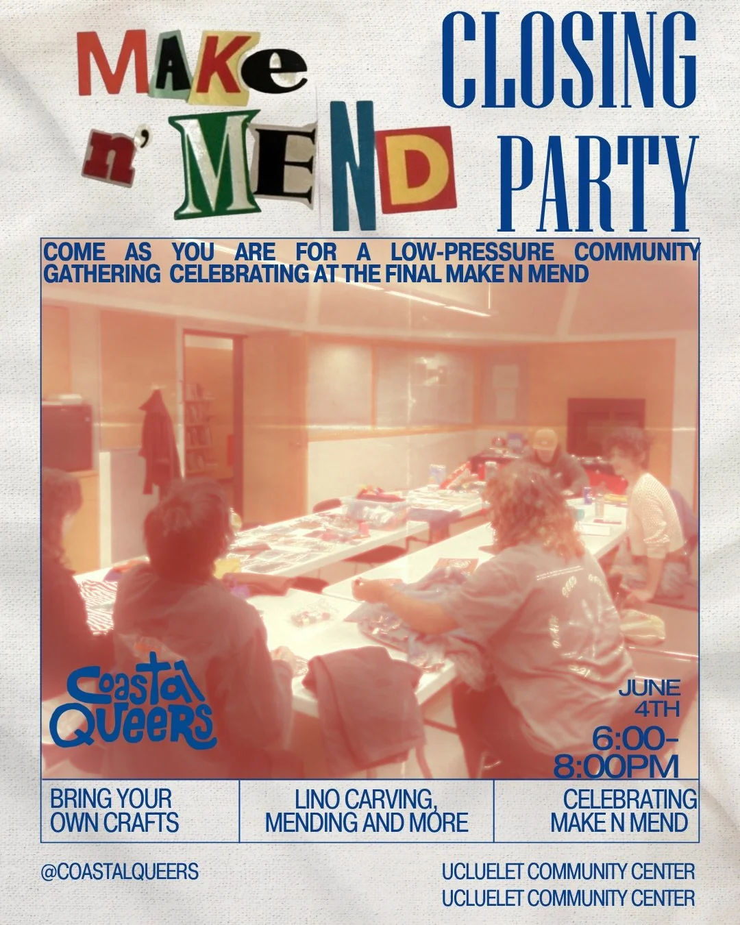 Join us for our Make n&rsquo; Mend closing (for the season) party! 🌀⭐️

After nearly 2 years of dynamic, connective, monthly programming, we&rsquo;ve decided to pause Make n&rsquo; Mend for the summer to reflect, regroup, and plan for the future. 

