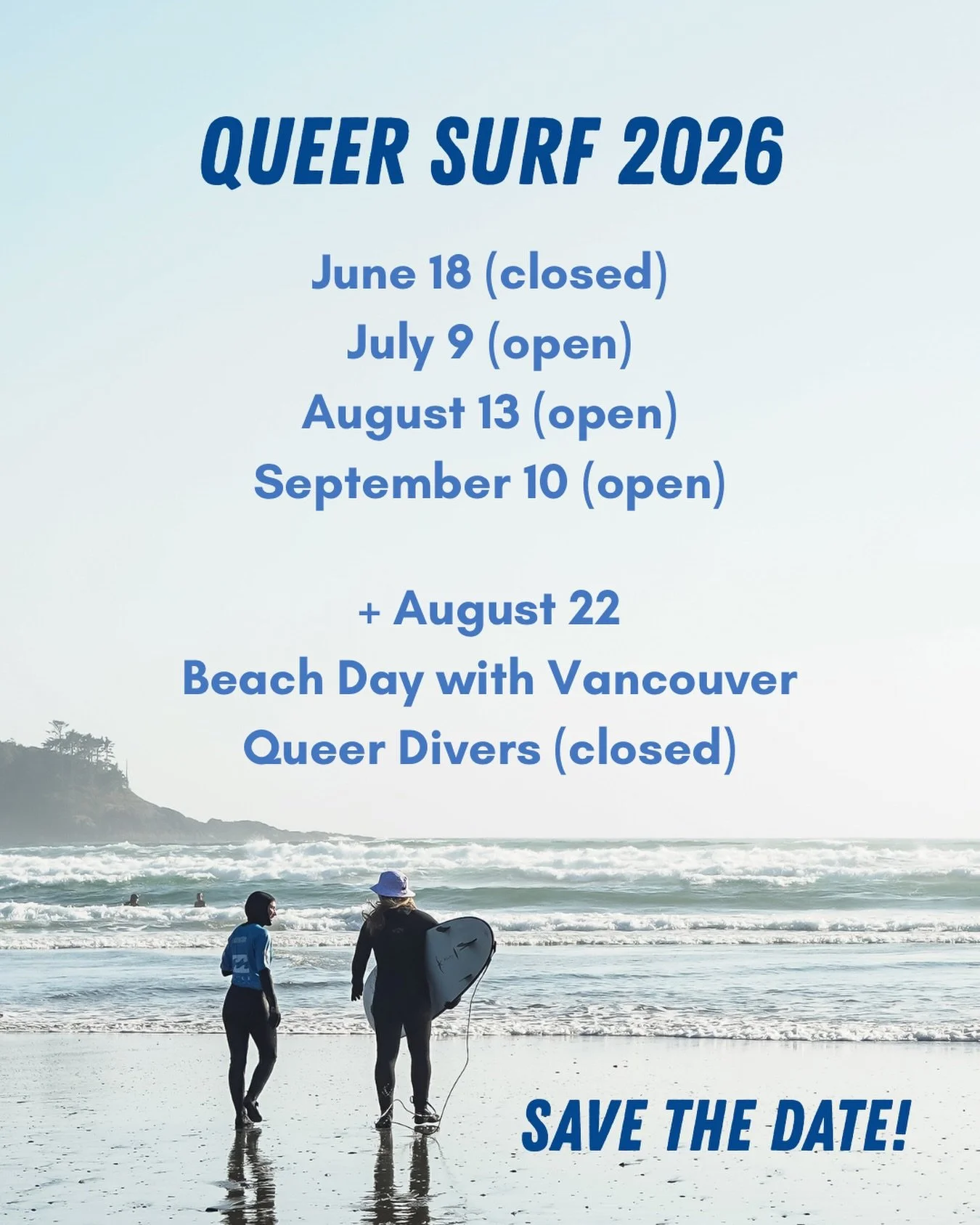 It&rsquo;s that time of year again...Save the dates for our 6th season of Queer Surf, kicking off on June 18th! 🌀🏄🏼

Keep an eye on our main feed for more specific event information, coming soon! 👀

Interested in volunteering? Sign up at the link