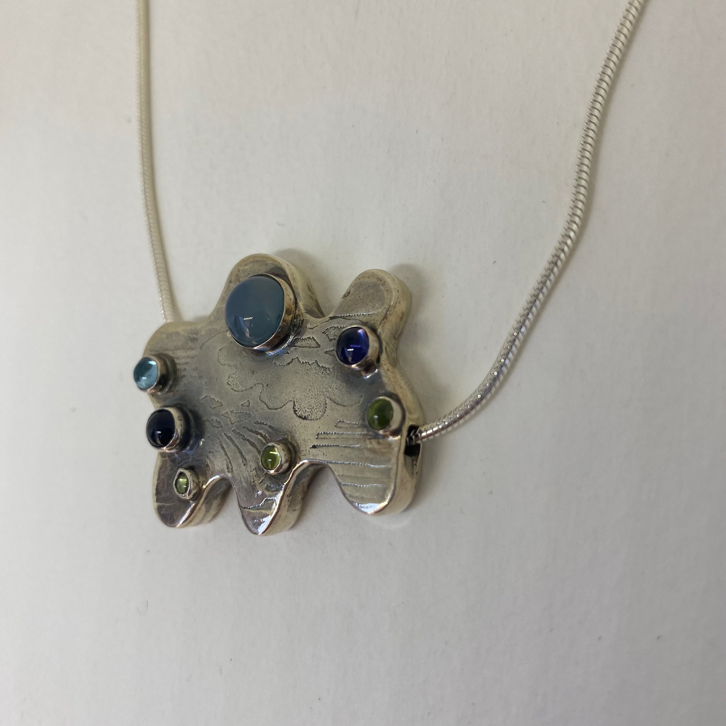 Sterling Silver Pendant with 7 gemstones