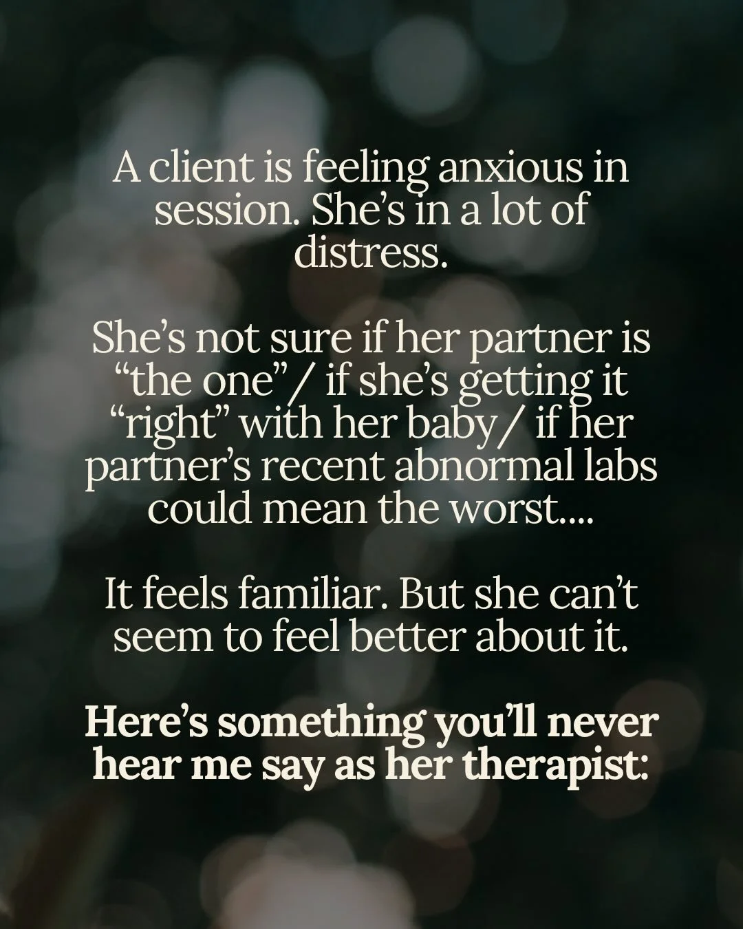 If therapy has made your anxiety worse&hellip; read this.

Anxiety and OCD don&rsquo;t need more analysis or insight. And treating anxiety or ocd like a problem to be solved isn&rsquo;t helping either. 

It&rsquo;s just keeping you stuck in loops. Ne