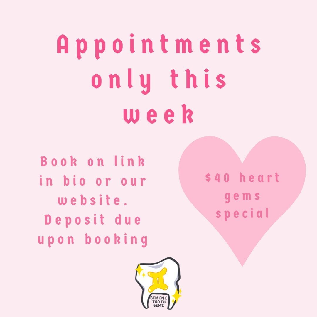Book through our website (link in our bio) for any of our services we offer including; custom fangs, tooth gems, and bleaching trays. We are still offering $10 off all crystal gems through our February. We are located inside @shecomesinpeace #toothge