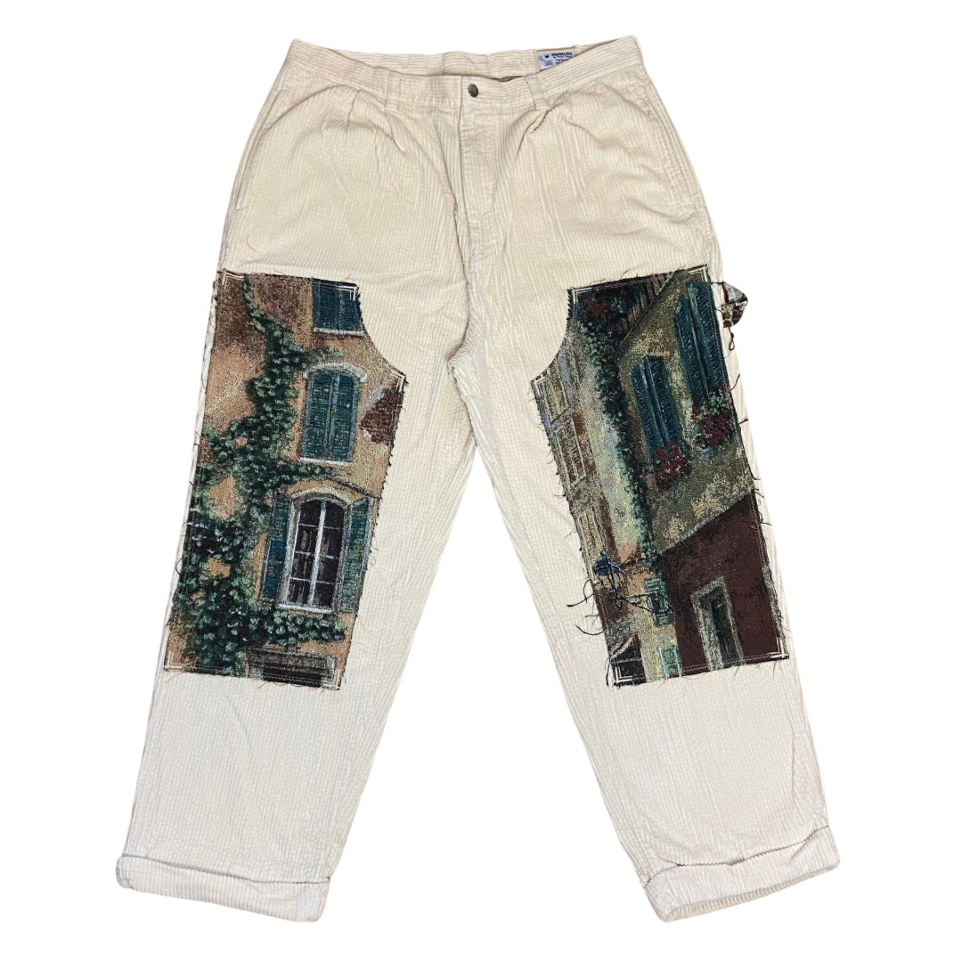 【SATIIIZ】Luna Corduroy Carpenter Pants 360 Clothing Mens 002 Loose Carpenter Cord Trousers Tan