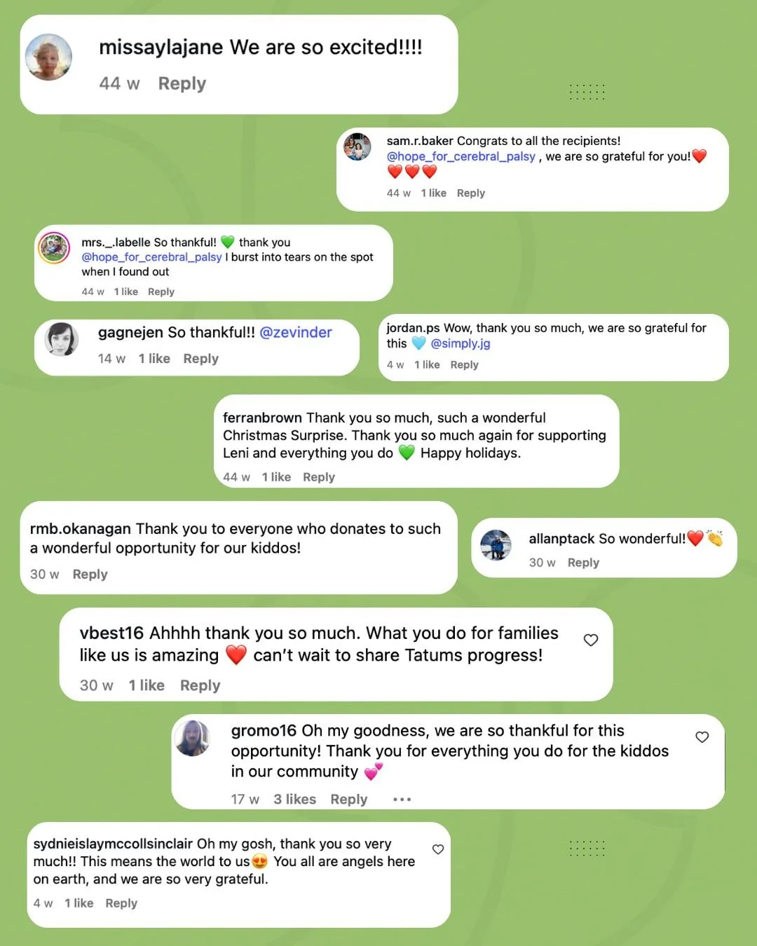 This is why we do what we do 💚

Every message every thank you every smile reminds us why Hope for Cerebral Palsy exists&hellip; to make therapy and progress possible for every child.

#MadeToMove #HopeForCerebralPalsy