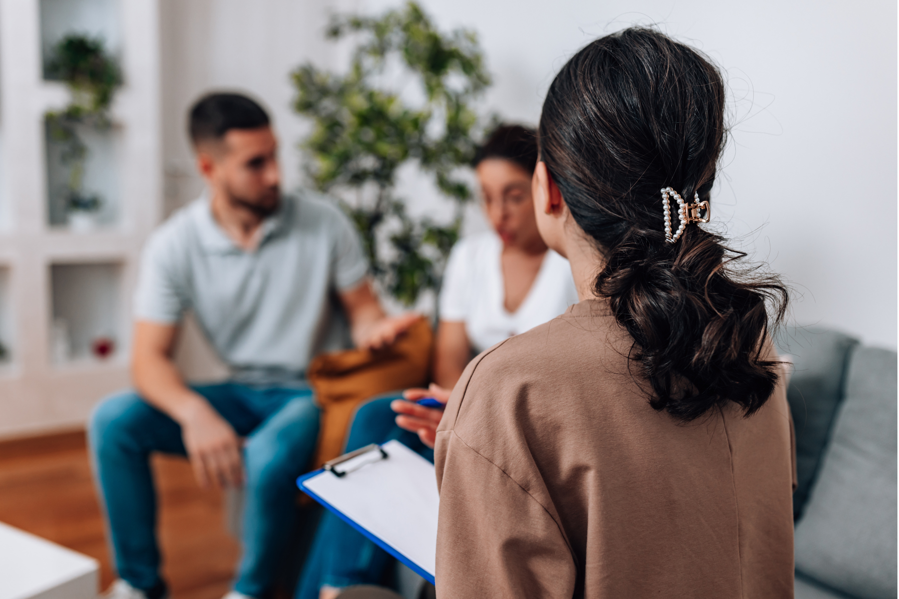 A couple talks with a therapist