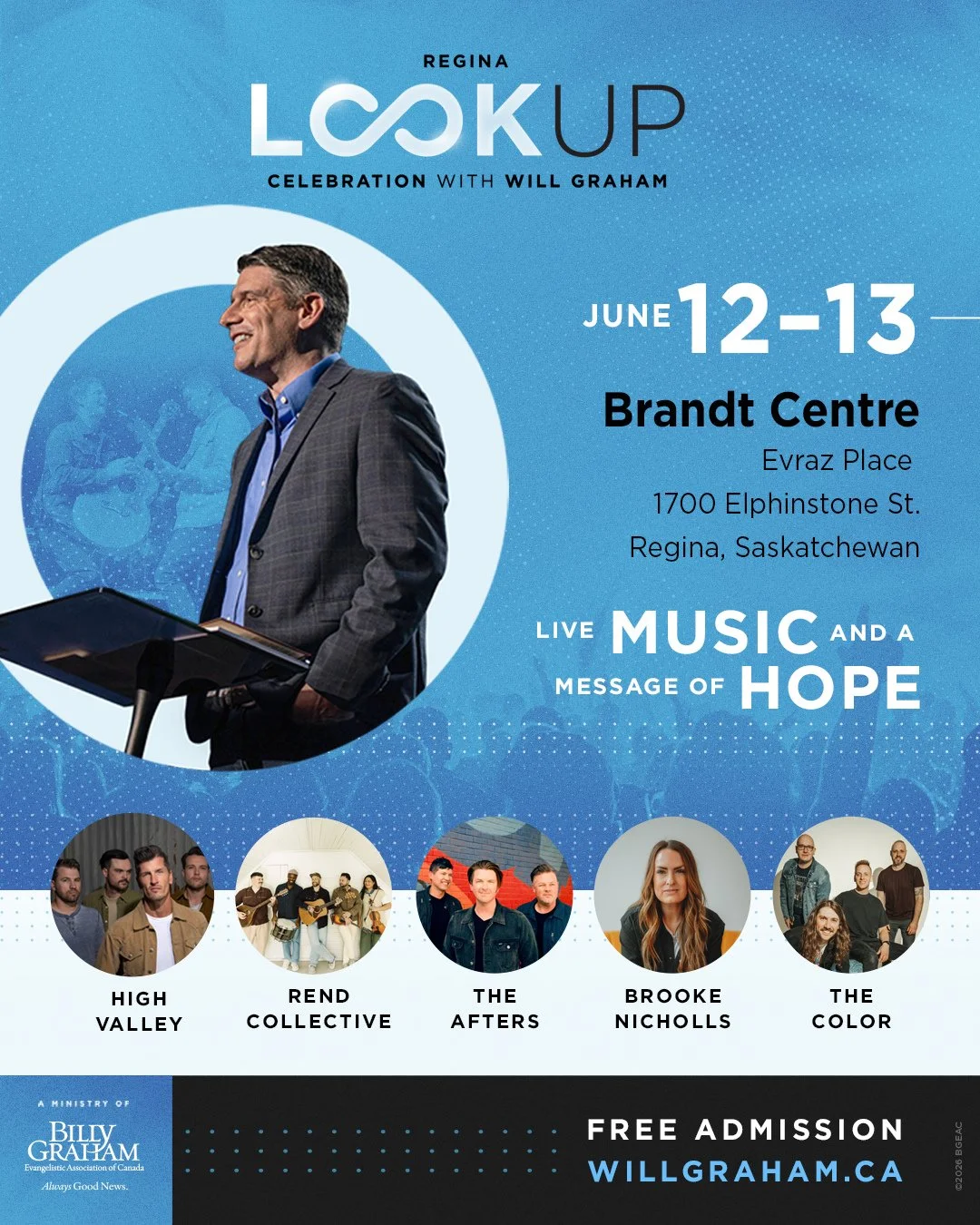 Save the Date &mdash; June 12&ndash;13 at the Brandt Centre

This is a free, family-friendly event featuring music from award-winning Christian bands and a message from evangelist Will Graham. It is open to everybody and all are welcome to attend.

?