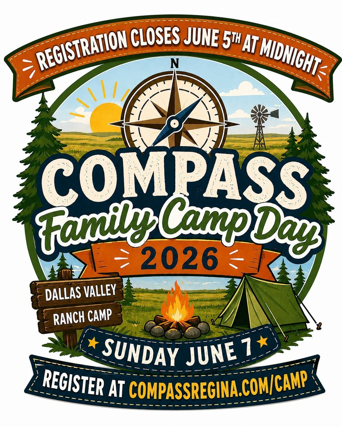 Last chance to register for our Family Camp Day this Sunday!

Registration closes tomorrow, June 5 at midnight.

We hope you can join us for a great day together at @dallasvalley!

Details and registration:
✅ compassregina.com/camp [link in bio]

#Co