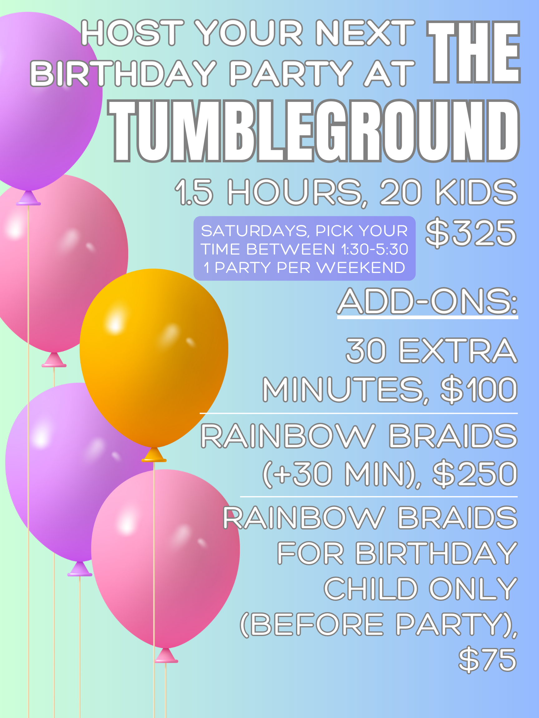 Birthday Parties The Tumbleground