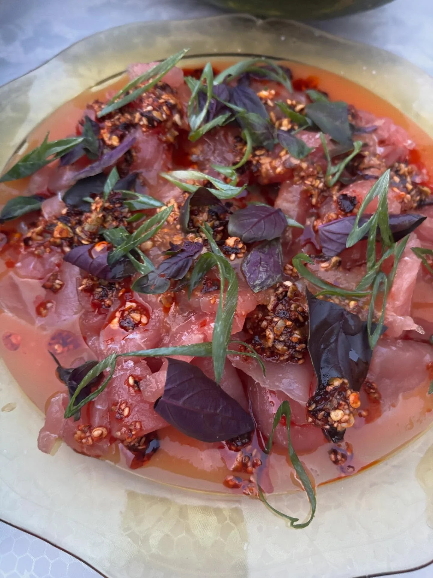 Had so much fun at the mariscos 2025 competition !!! Can&rsquo;t believe I won! Peach habanero Aquachile , tuna, opal basil, scallions and salsa macha :) thanks for having me @od.on.durf