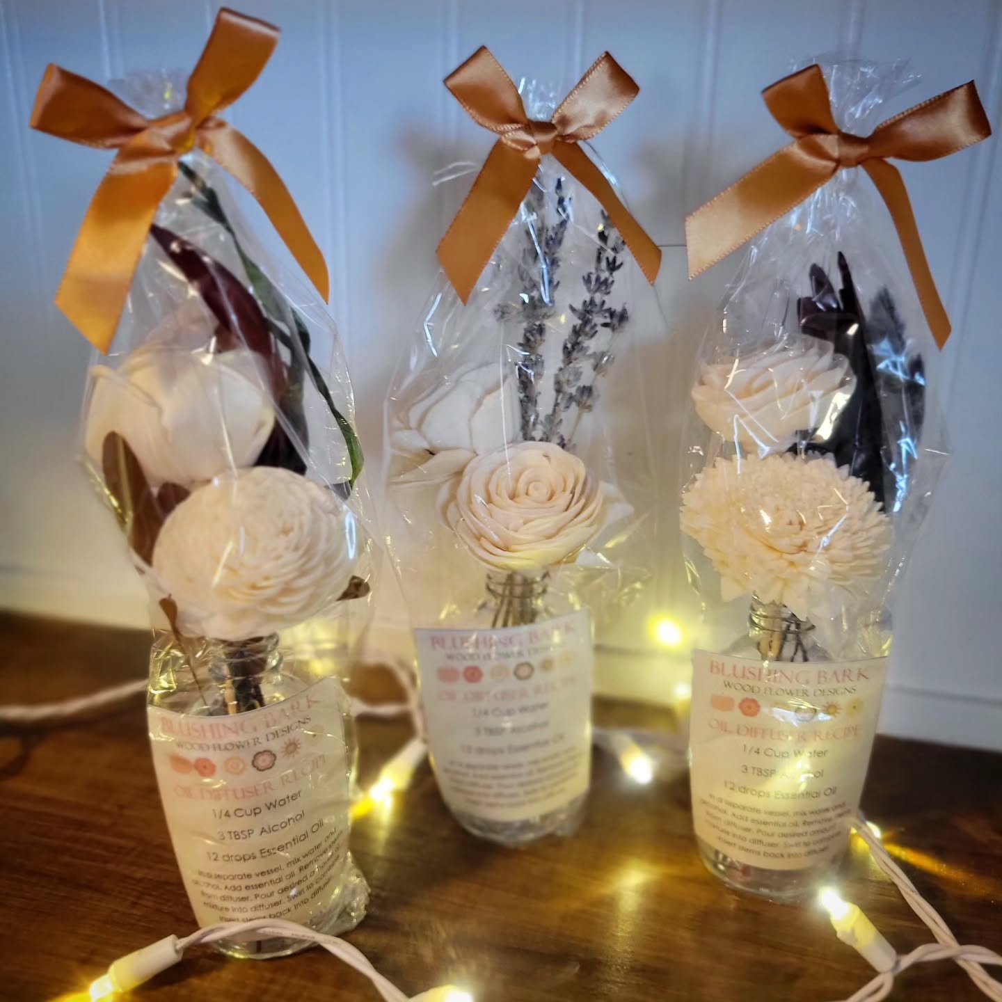 @opaldragonflyboutique has been restocked with some brand new essential oil diffusers, one of my best-selling items! Each diffuser includes a recommended recipe and is perfectly packaged for the gift-giving season!

#WoodFlowers #WoodFlowerFlorist #O