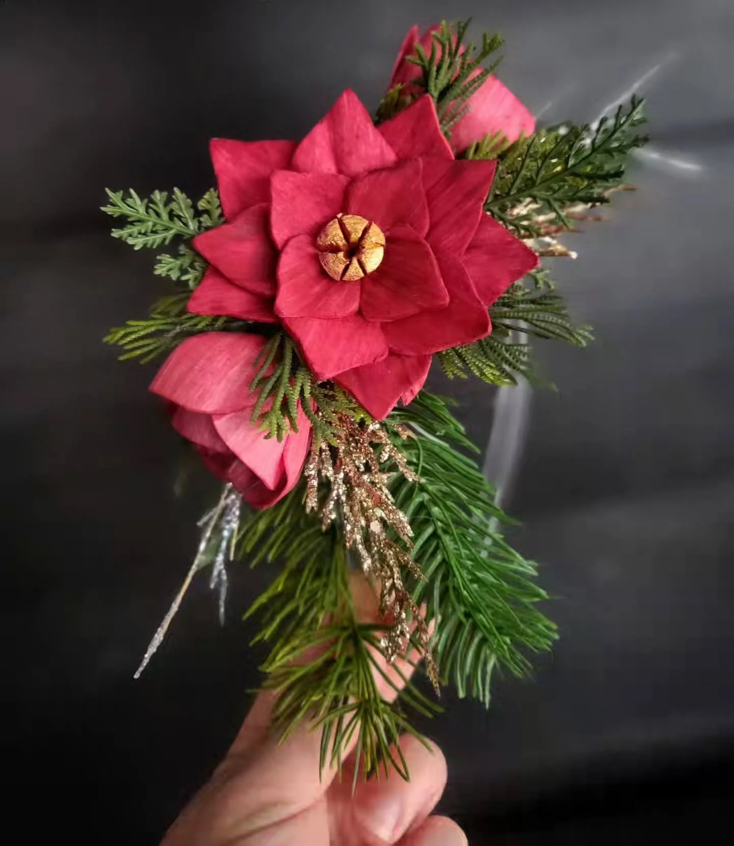 How cute is this flower girl headband for the classic Christmas wedding I'm working on? So cute and festive!