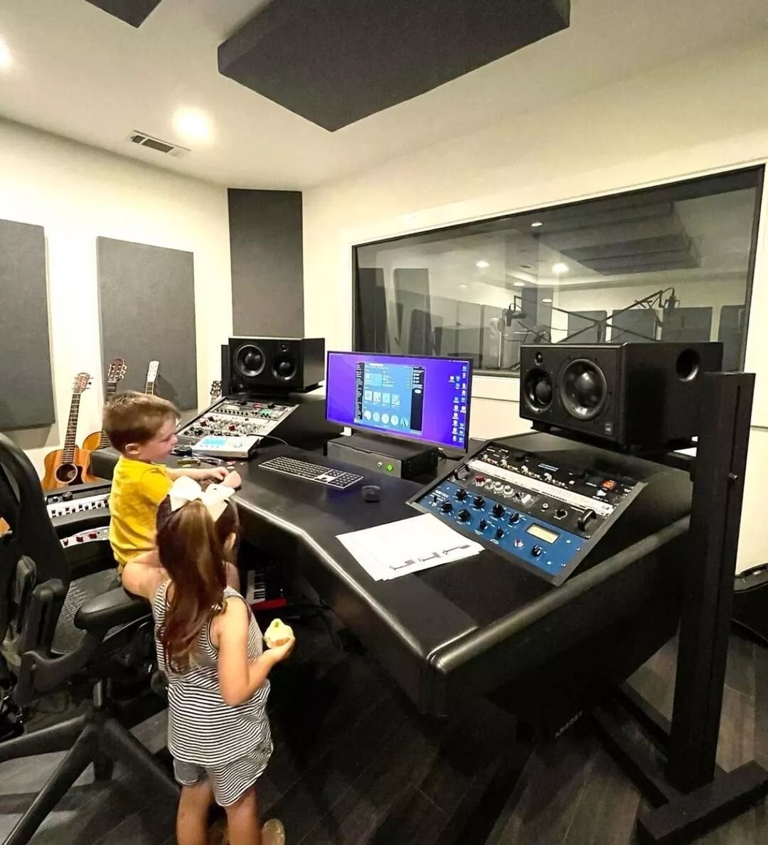 Repost from @producerdanieldennis 

We love hearing about the difference our stands make! Plus the kids are pretty darn cute in this shot!&nbsp;

&quot;Getting my ATCs off the desk and onto these Sound Anchors ADJ2 stands made more of a difference th