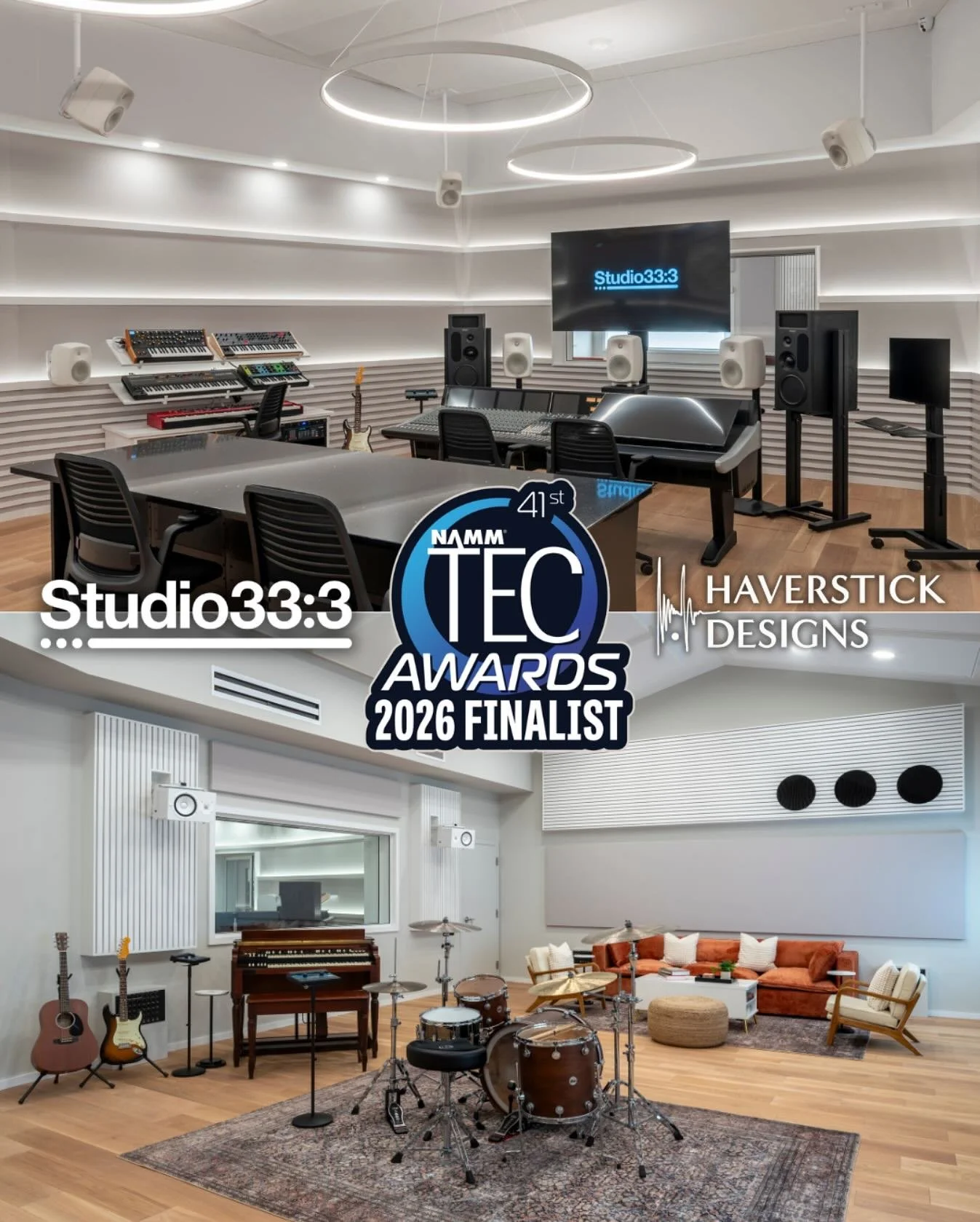 Congrats @haverstickdesigns on Studio33:3 being selected as a finalist for the 2026 TEC Awards! 

We are proud that our ADMID stands and a DAW1x are included in the design. 

#soundanchors #speakerstand #speakersoundquality #improvespeakers #speakers