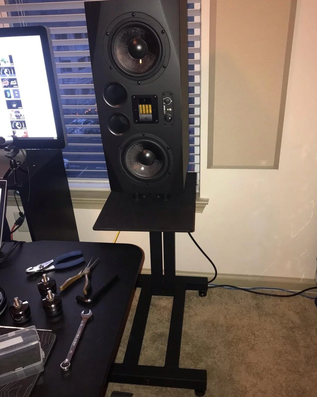 Repost from @wrightsoundstudios

"Testing NOW&hellip; @isoacoustics @soundanchors.insta stay tuned&hellip;this should be VERY interesting." 

How did it go @wrightsoundstudios?

#soundanchors #speakerstand #speakersoundquality #improvespeak