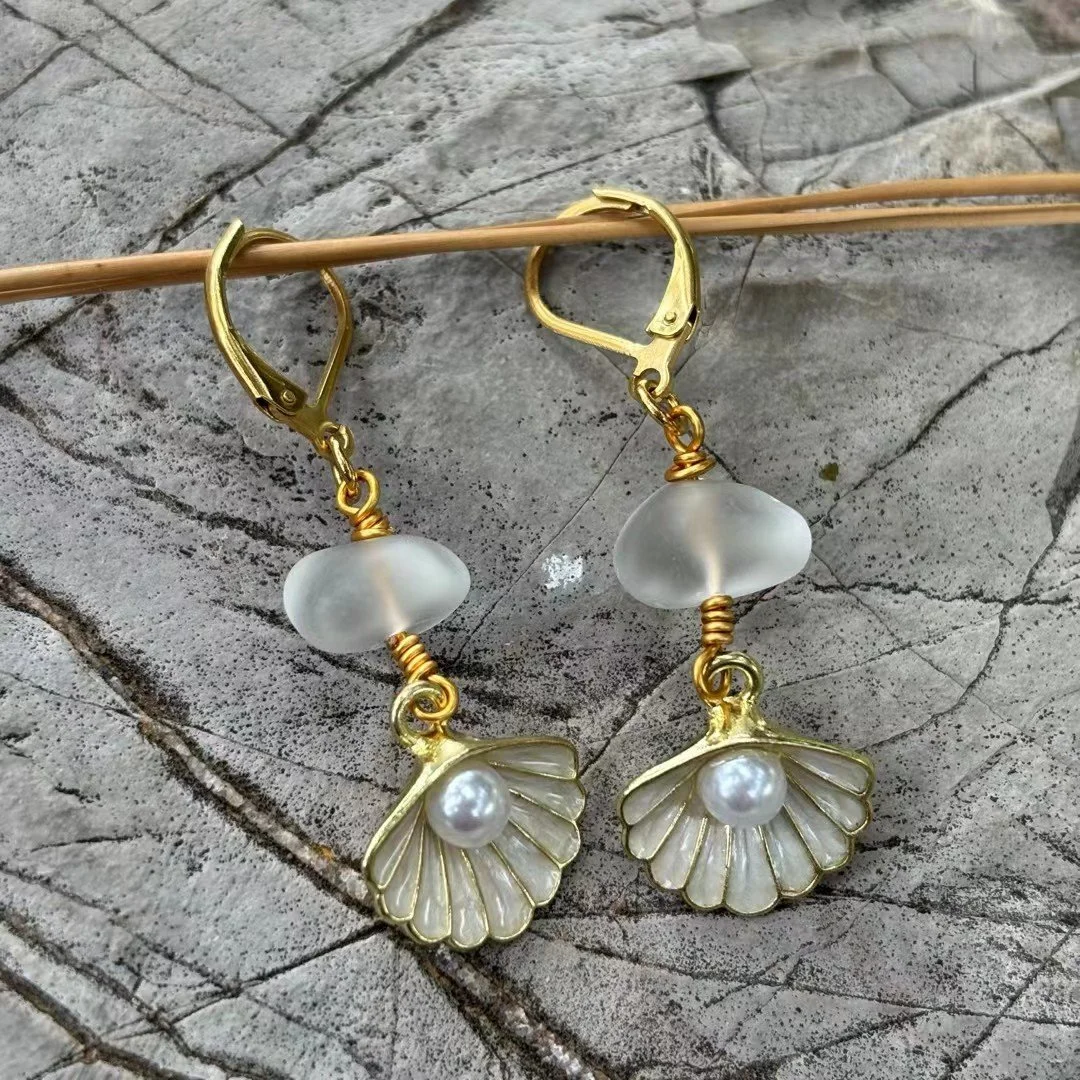 Sea Glass Shell Earrings