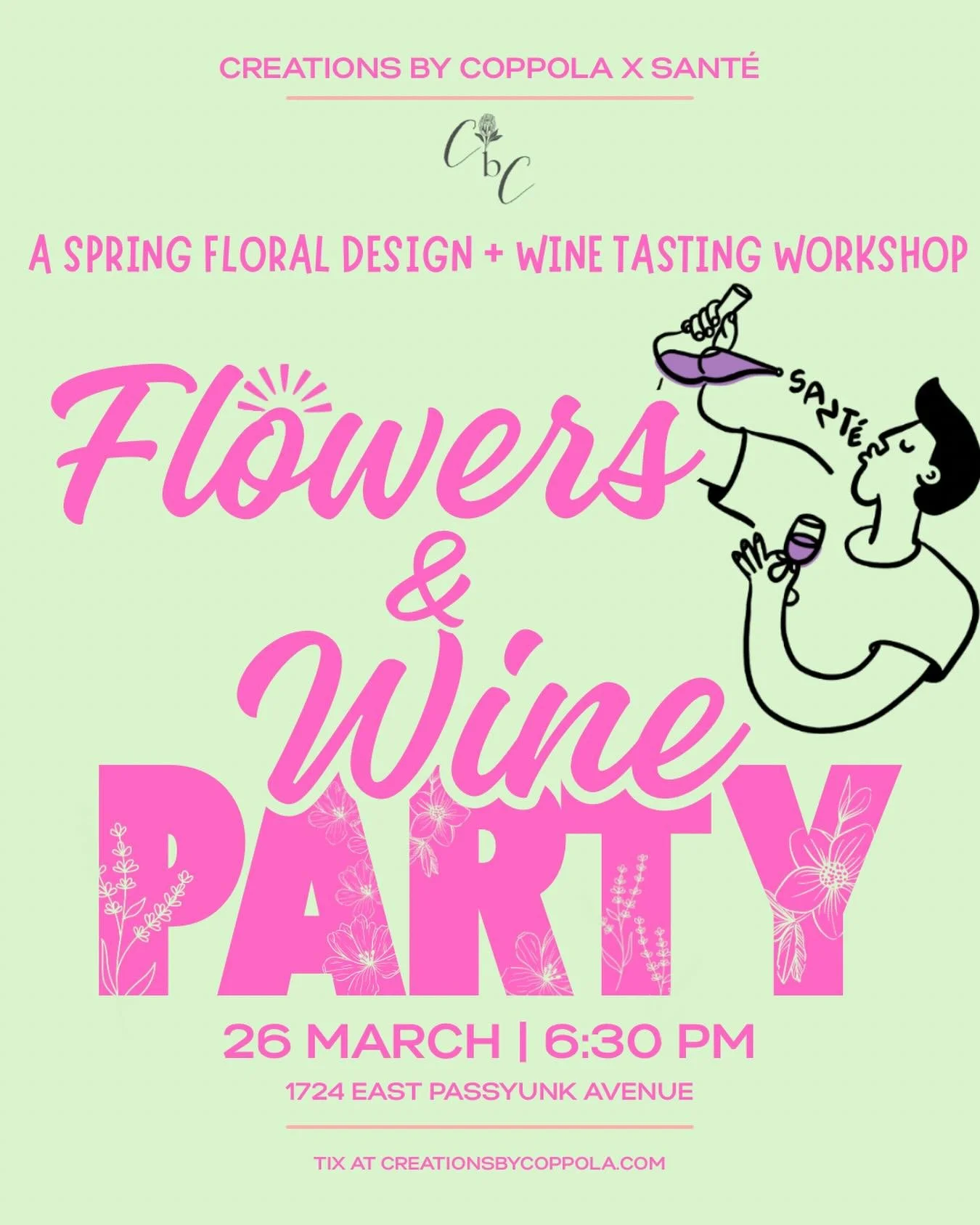 Back by popular demand 💐🍷 Join us for a guided wine tasting with @santephl and floral design workshop! It is the perfect pairing! 

only 20 spots available - book today, link in bio!