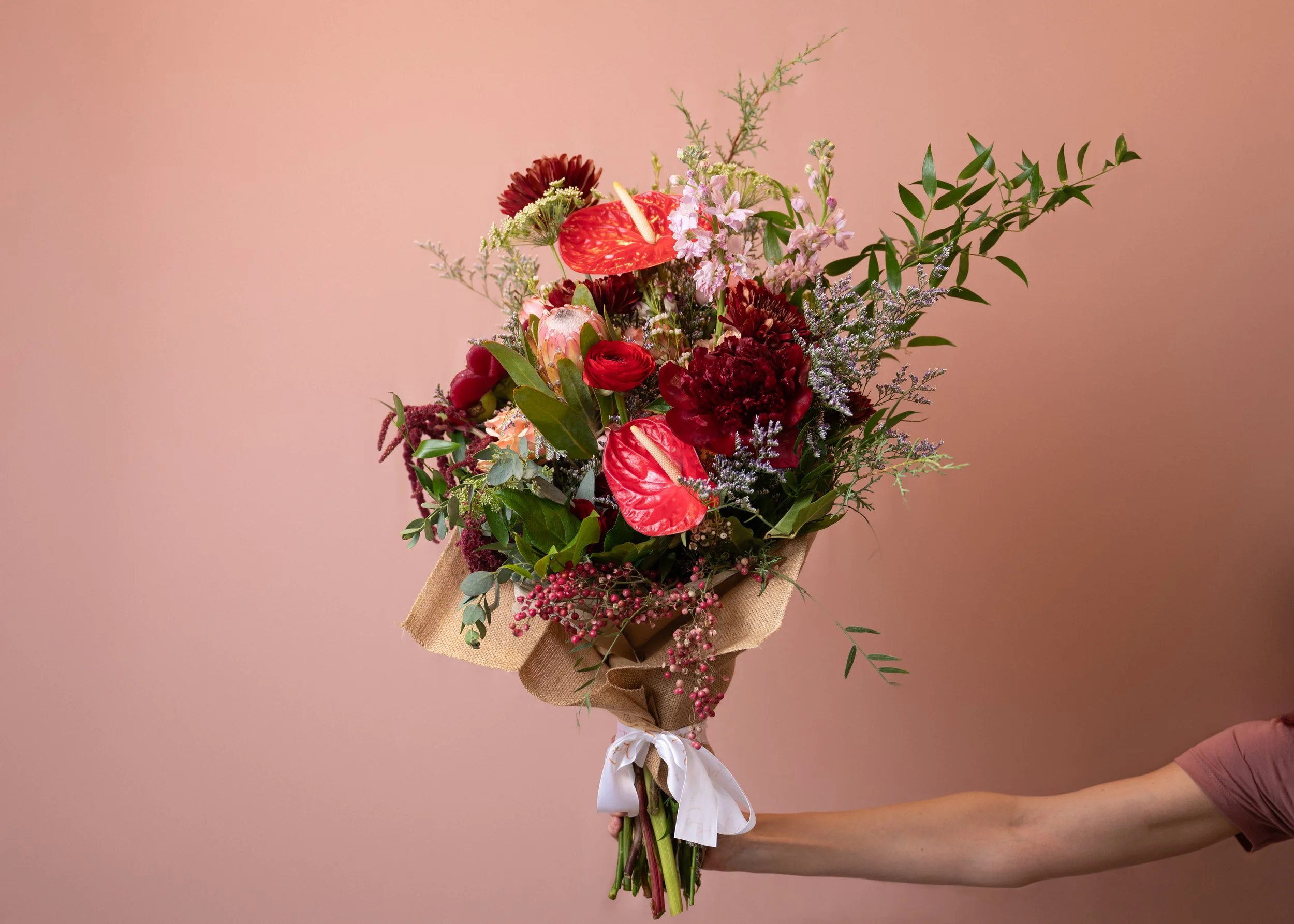 Valentine’s Day flowers, modern bouquet, romantic roses, floral arrangement, Philly flower delivery, South Philadelphia florist, Valentine’s gifts, handcrafted bouquet